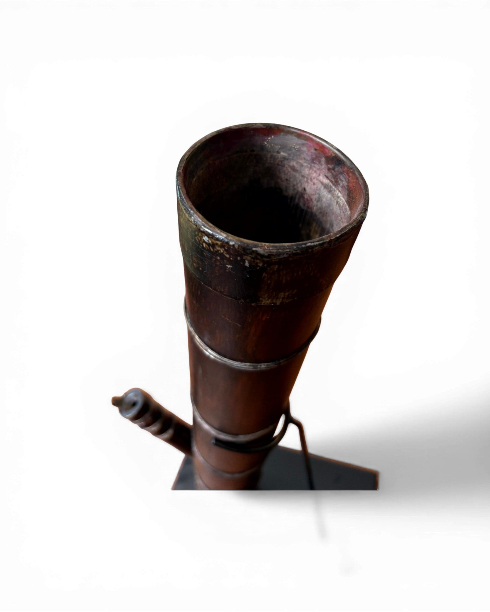 Smoked Bamboo & Dark Patina Opium Pipe Sculpture (Mounted) - Surround Living - 13