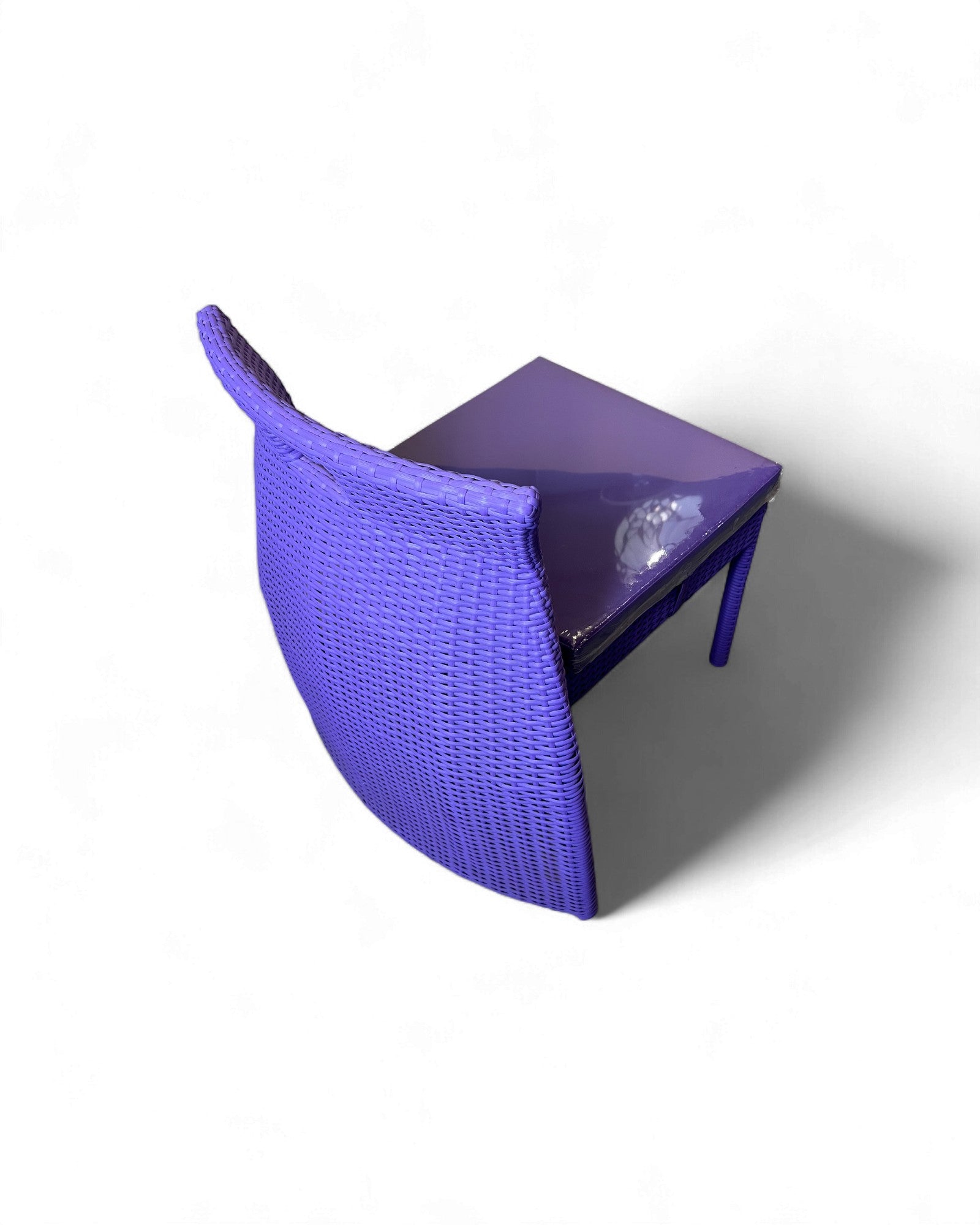 Contemporary Purple Wicker Bistro Set with Glass Top Table (Table + 2 Nested Chairs) Surround Living