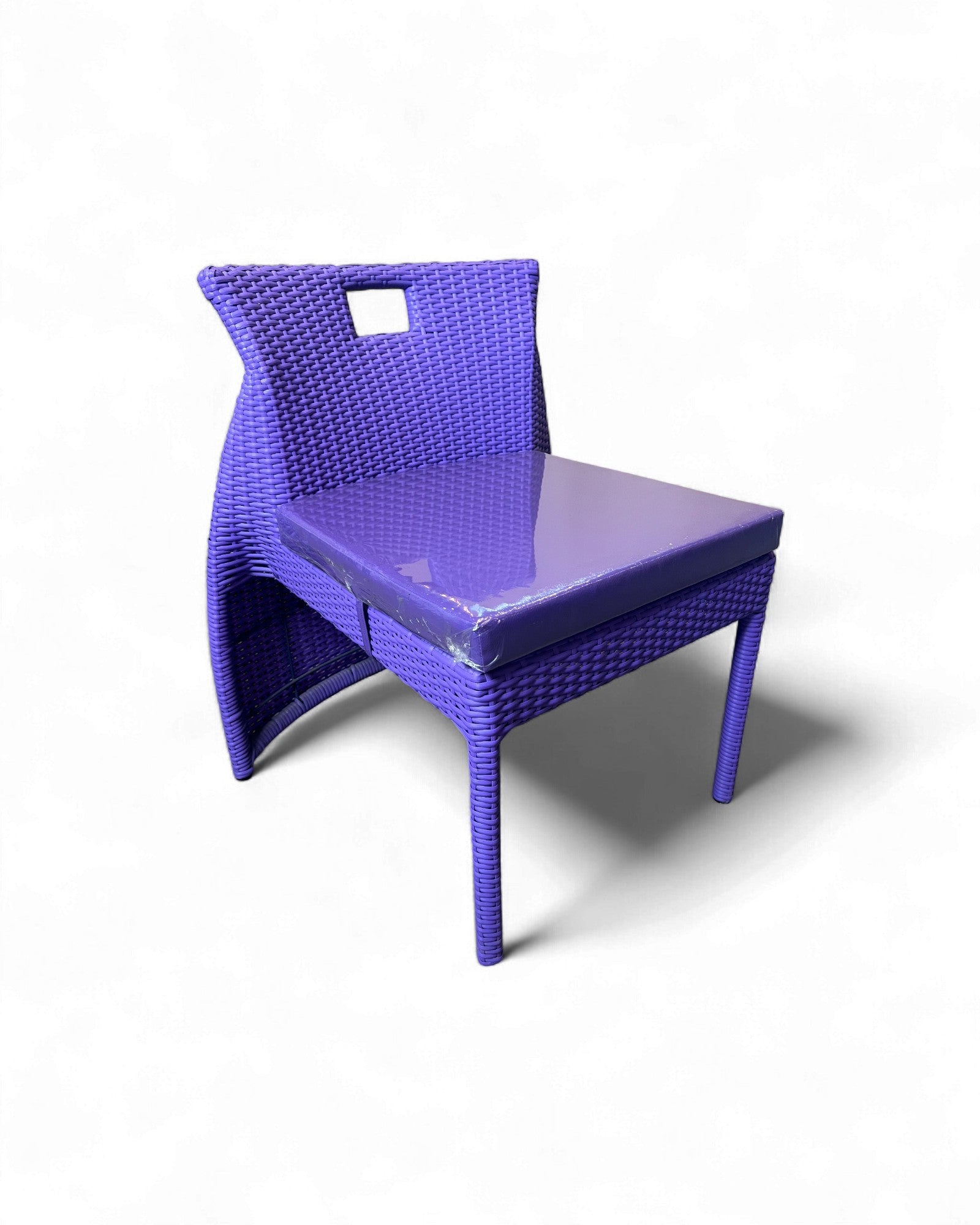 Contemporary Purple Wicker Bistro Set with Glass Top Table (Table + 2 Nested Chairs) Surround Living