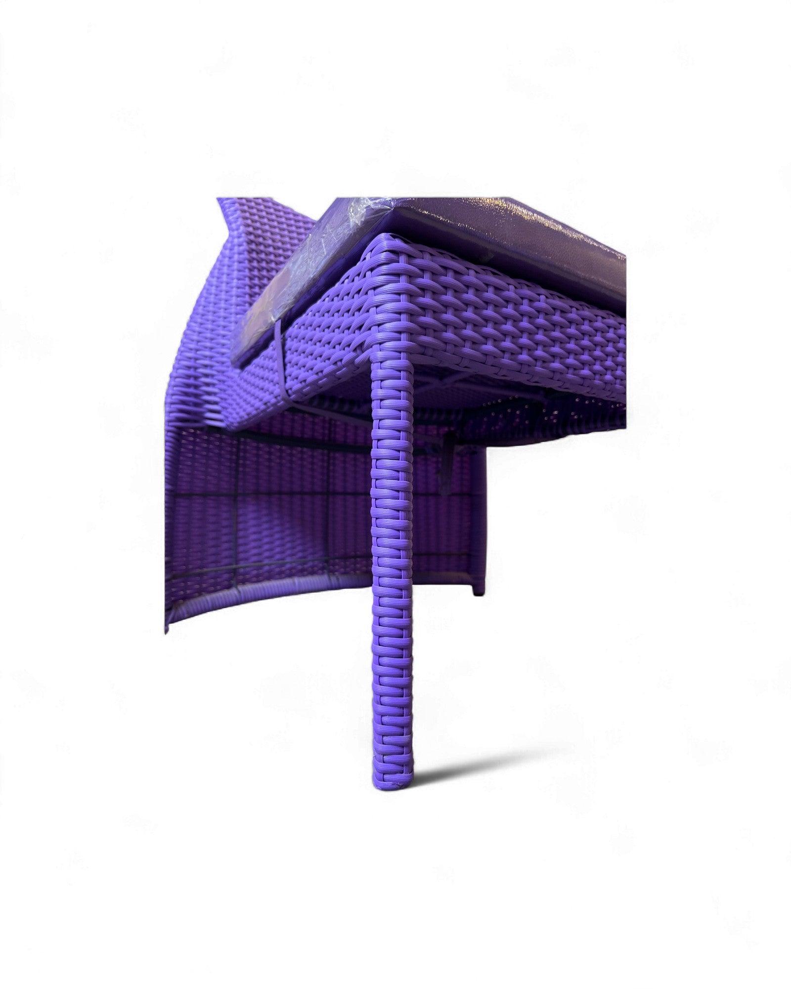 Contemporary Purple Wicker Bistro Set with Glass Top Table (Table + 2 Nested Chairs) Surround Living