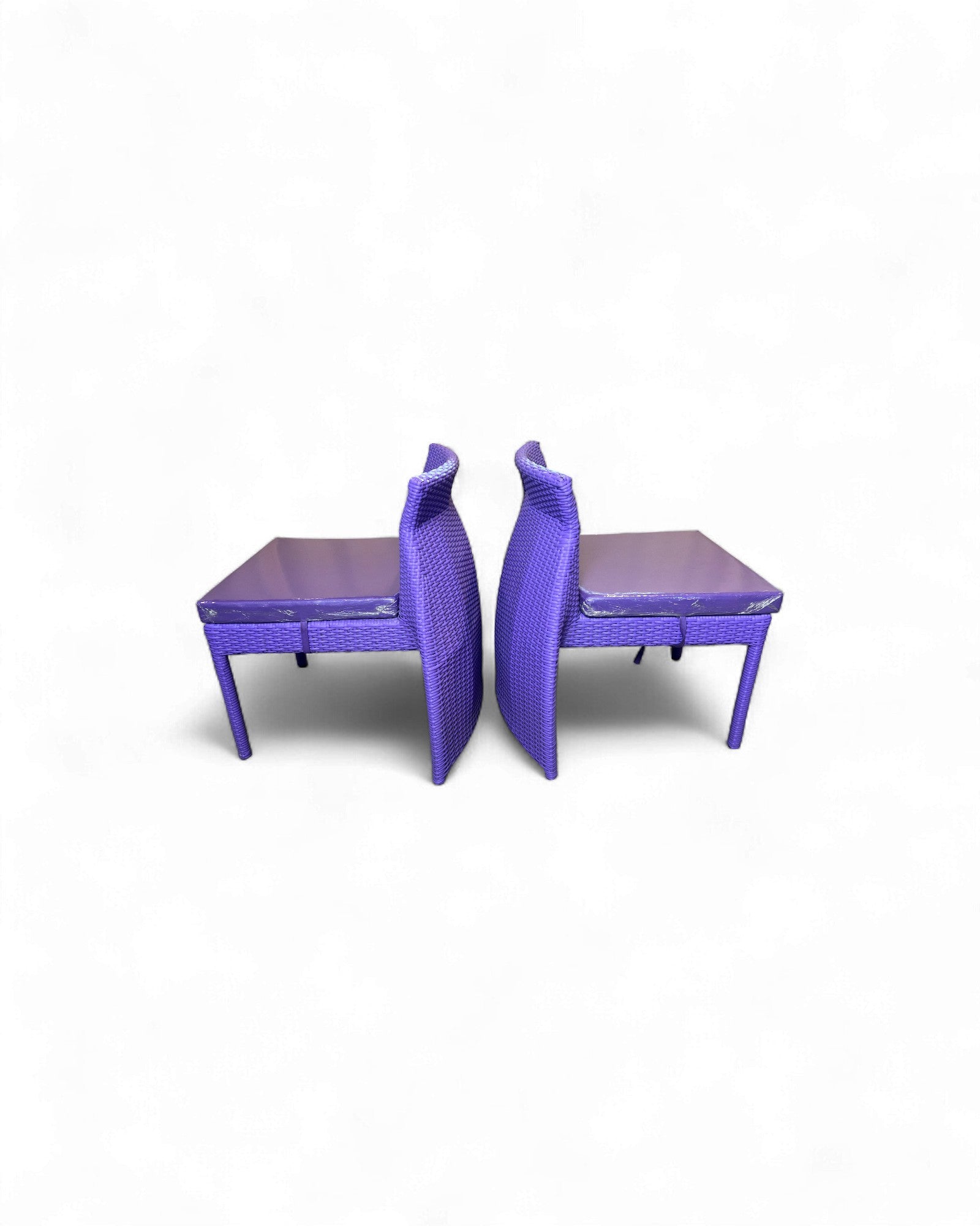 Contemporary Purple Wicker Bistro Set with Glass Top Table (Table + 2 Nested Chairs) Surround Living