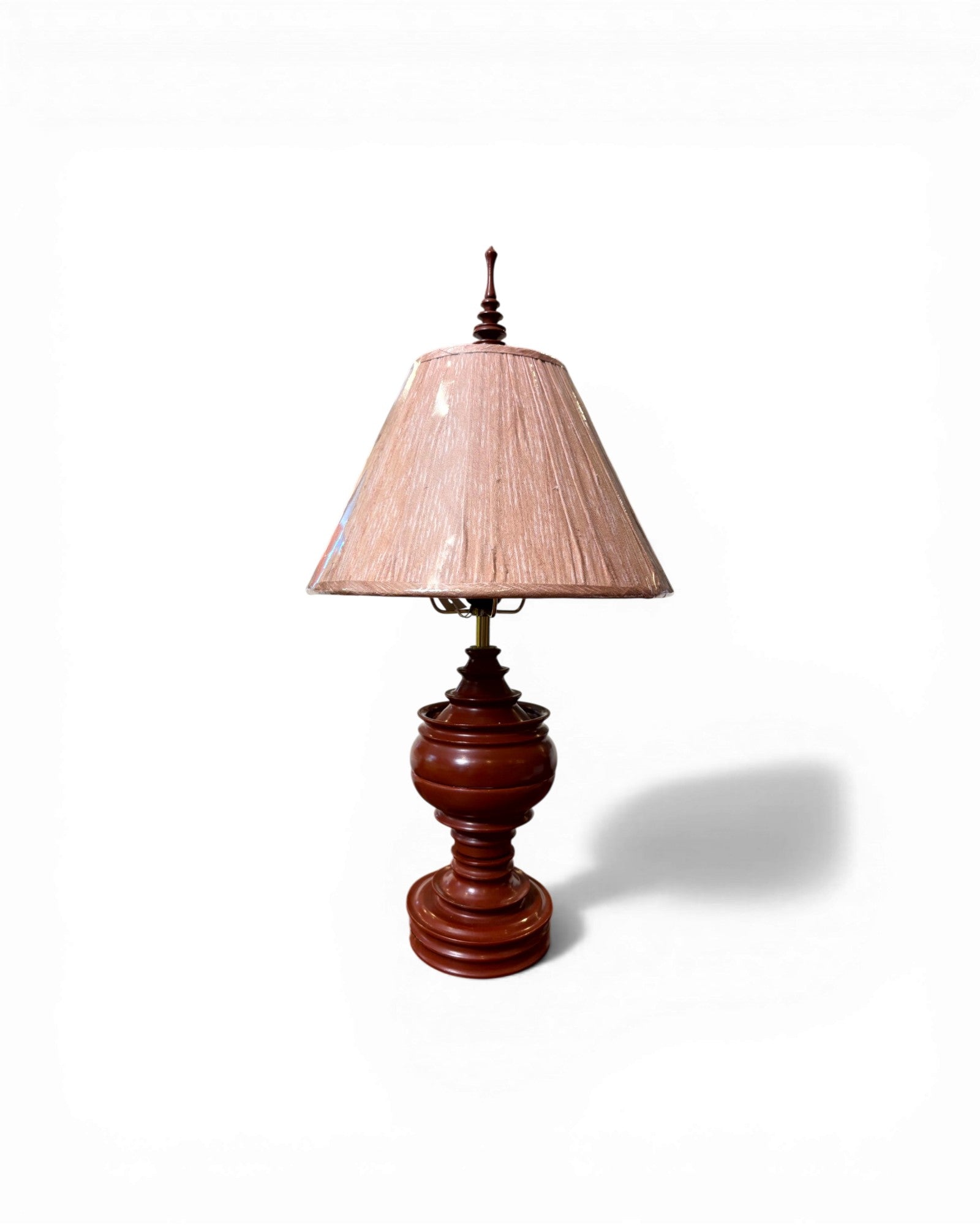 Terracotta Carved Baluster Table Lamp with Blush Silk Shade - Surround Living - 5