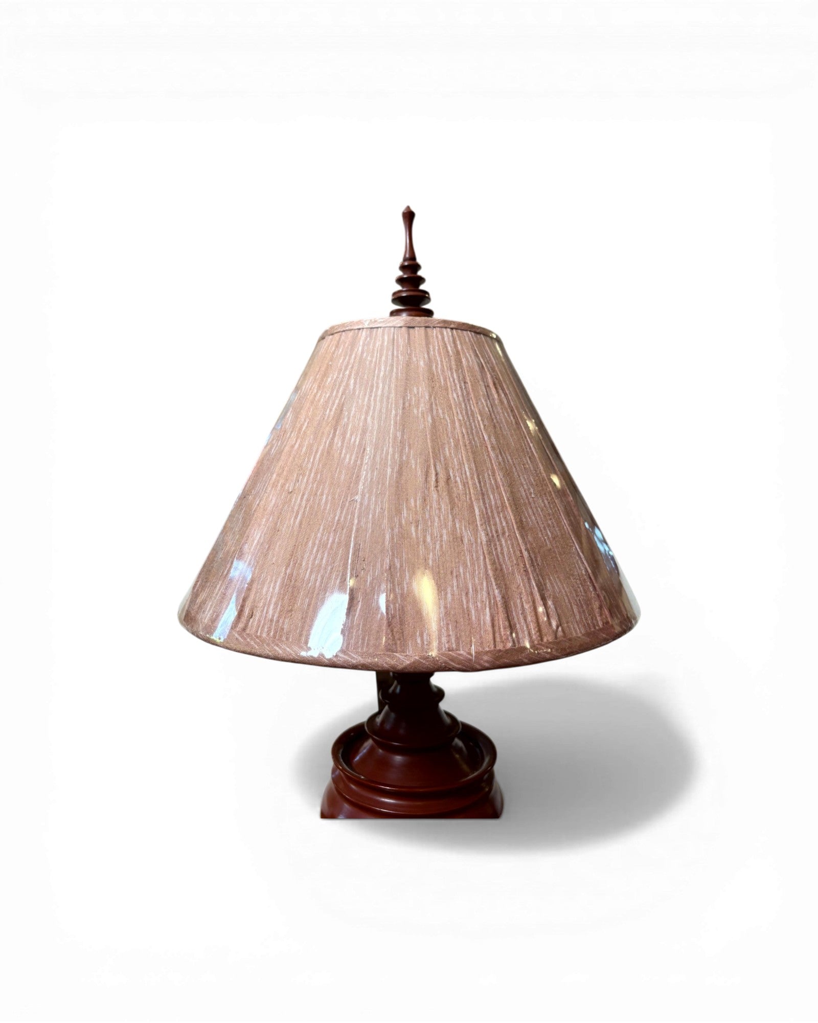 Terracotta Carved Baluster Table Lamp with Blush Silk Shade - Surround Living - 7