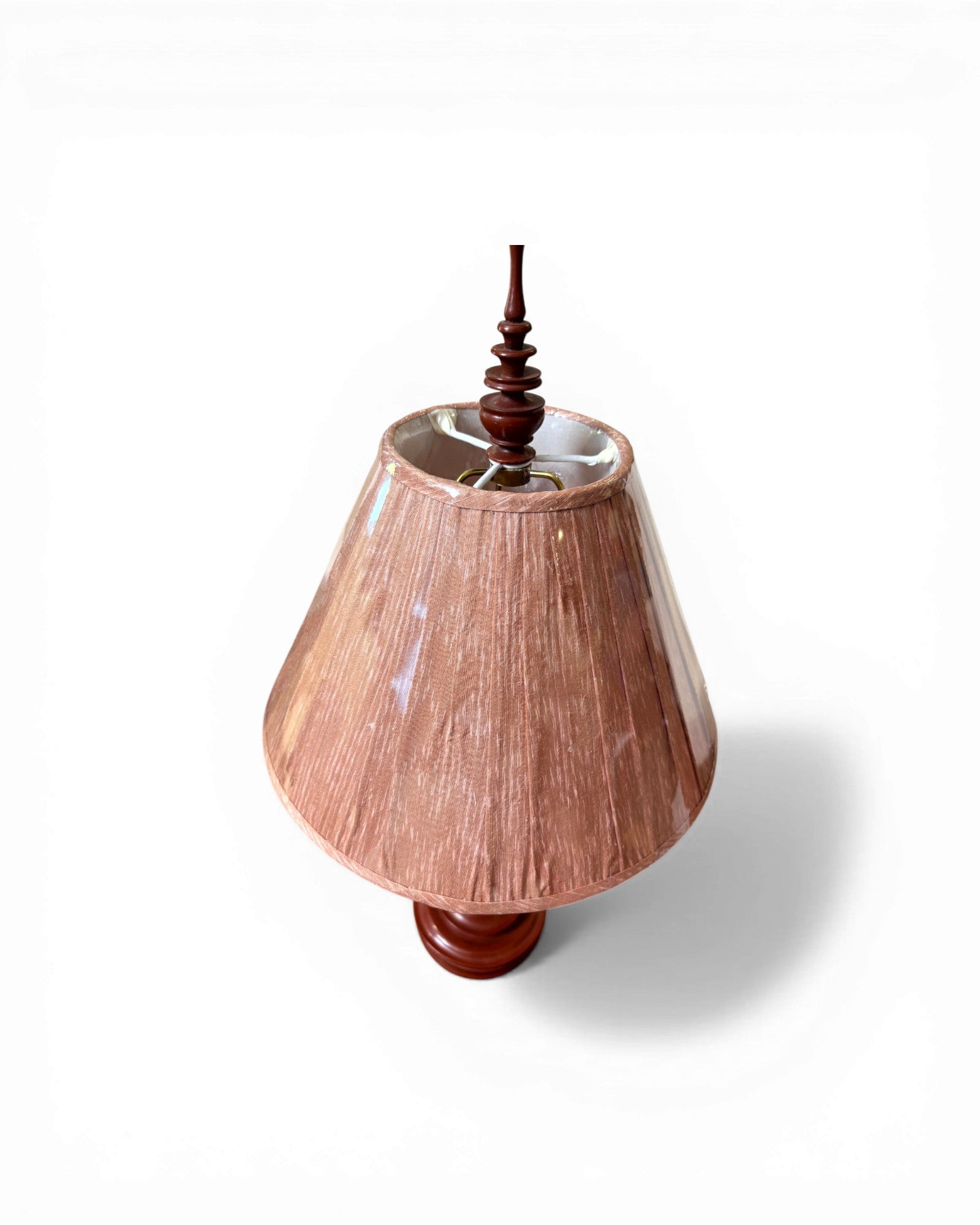 Terracotta Carved Baluster Table Lamp with Blush Silk Shade - Surround Living - 9