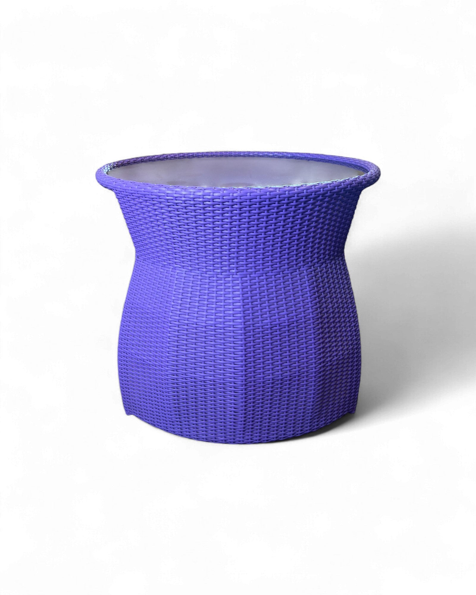 Contemporary Purple Wicker Bistro Set with Glass Top Table (Table + 2 Nested Chairs) Surround Living