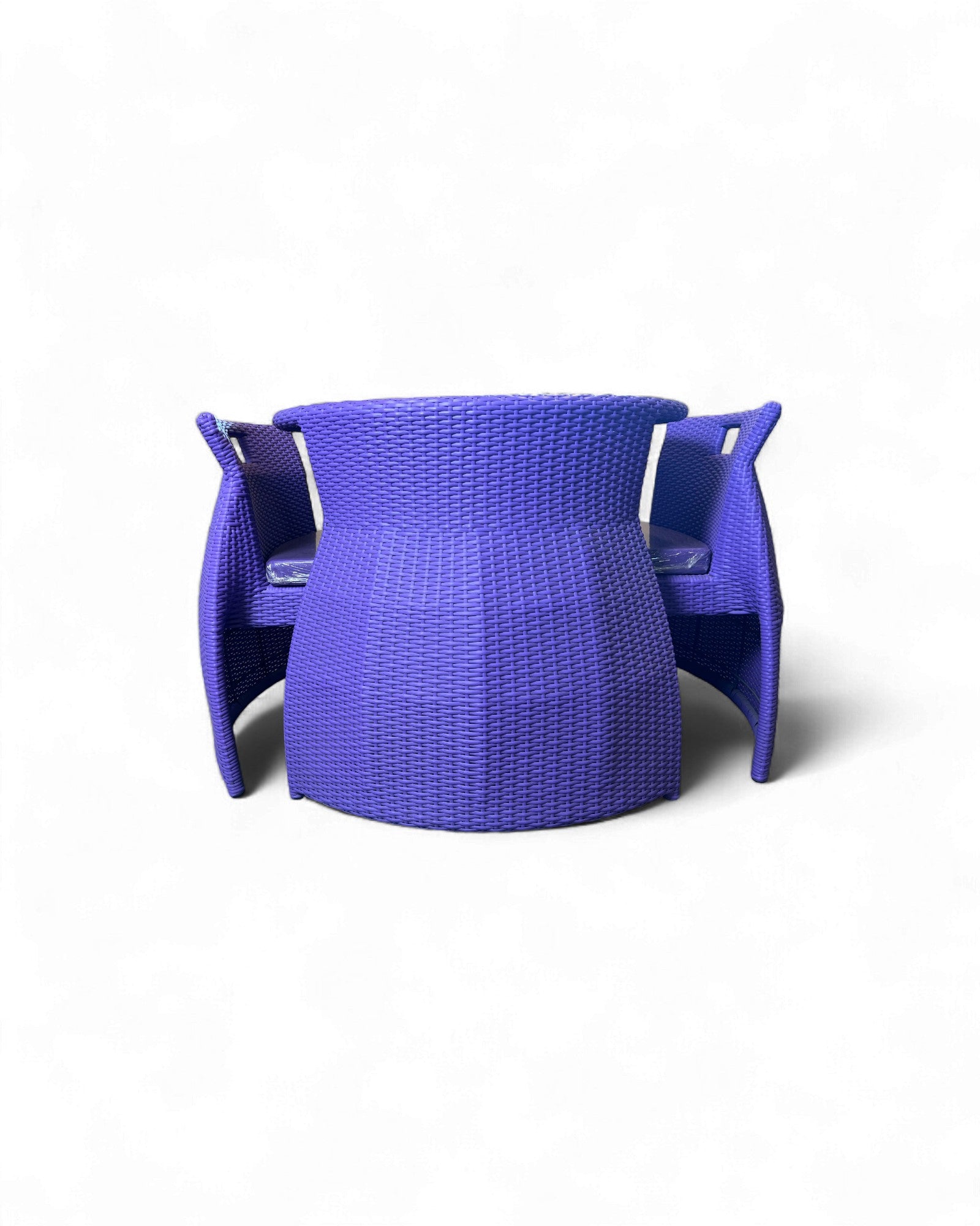 Contemporary Purple Wicker Bistro Set with Glass Top Table (Table + 2 Nested Chairs) Surround Living