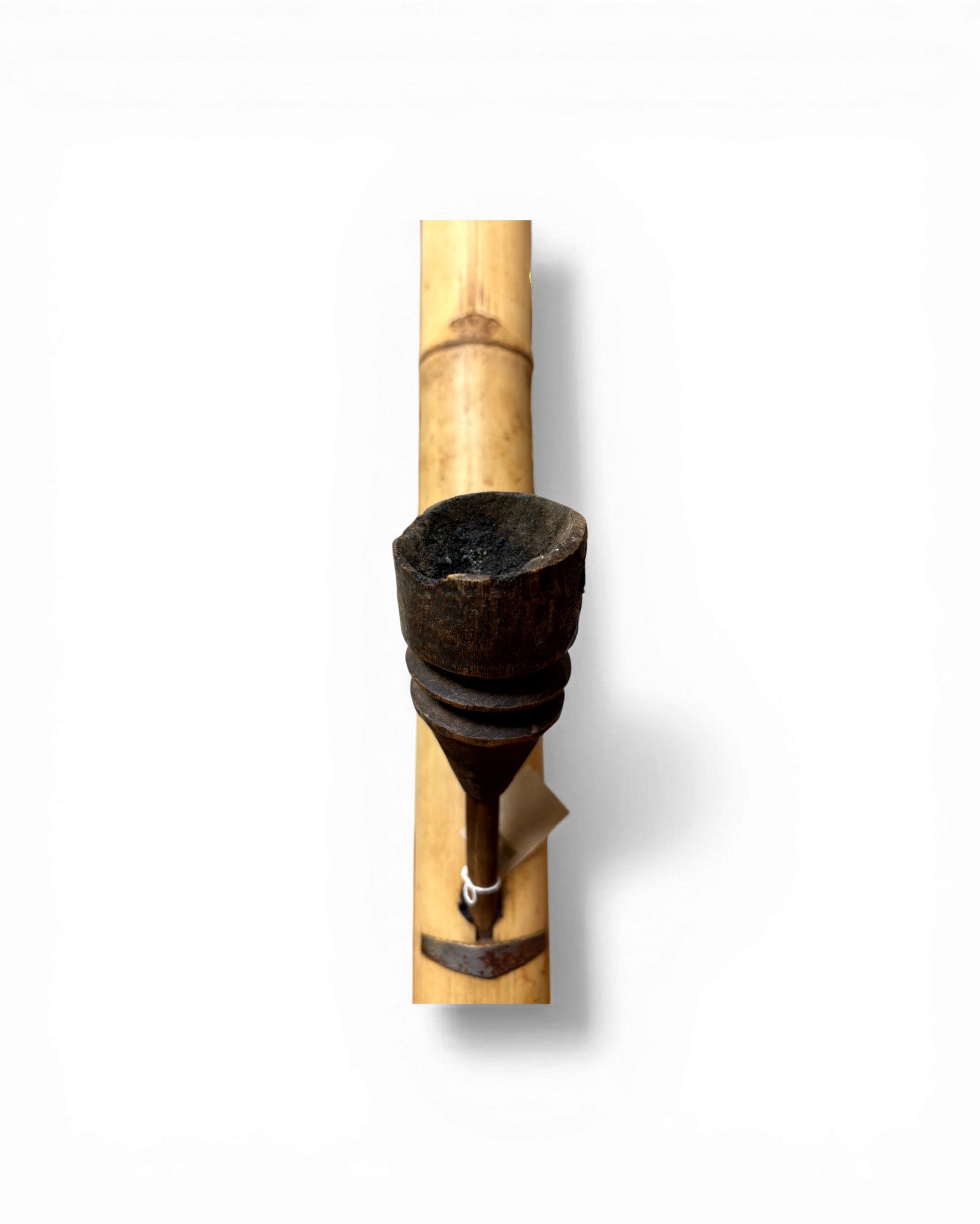 Natural Bamboo Opium Pipe with Rustic Wooden Bowl (Mounted) - Surround Living - 11