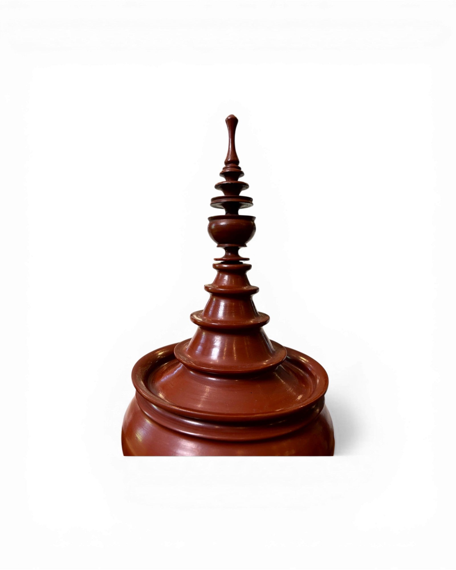 Polished Terracotta Lidded Urn with Tiered Finial - Surround Living - 6