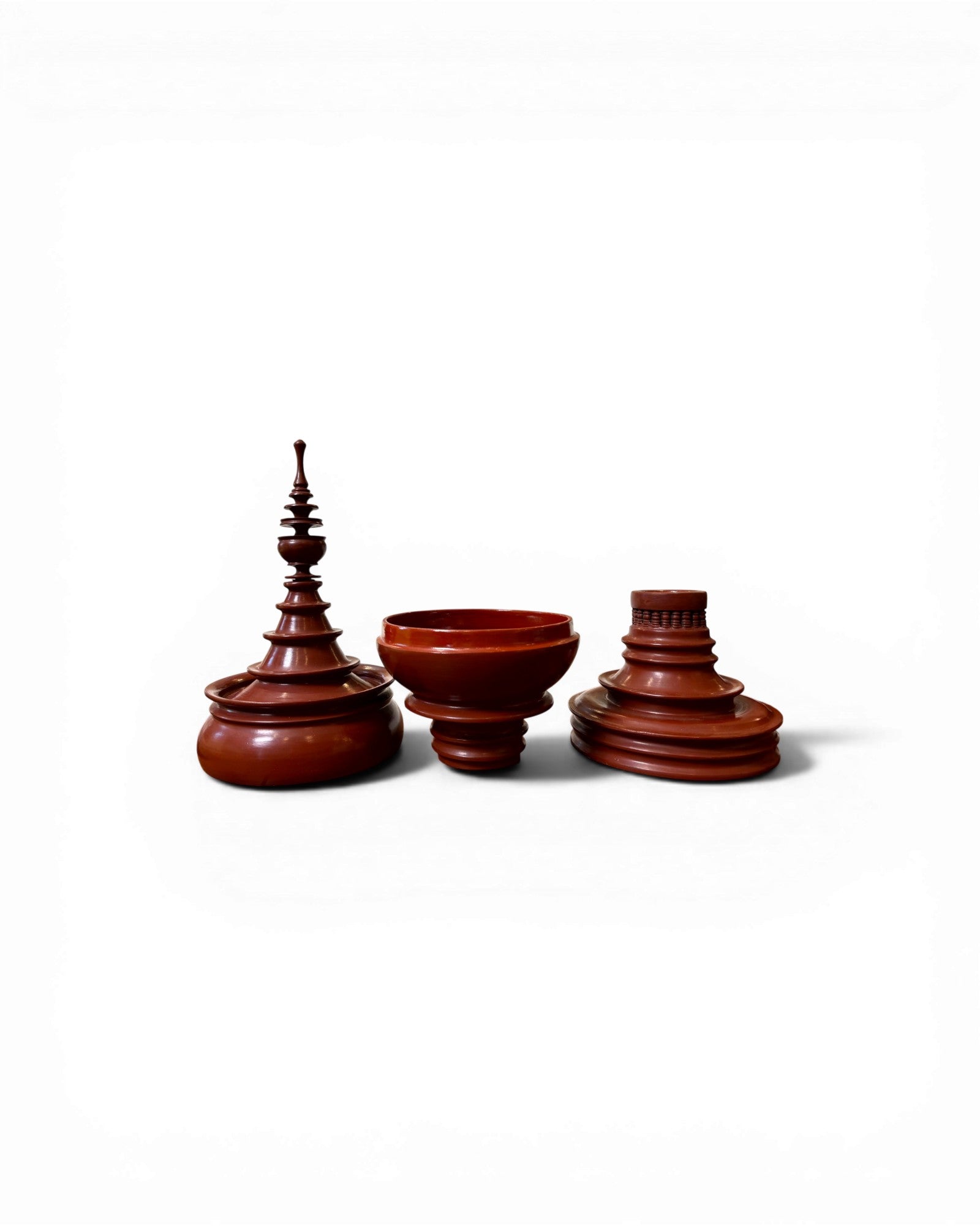 Polished Terracotta Lidded Urn with Tiered Finial - Surround Living - 10