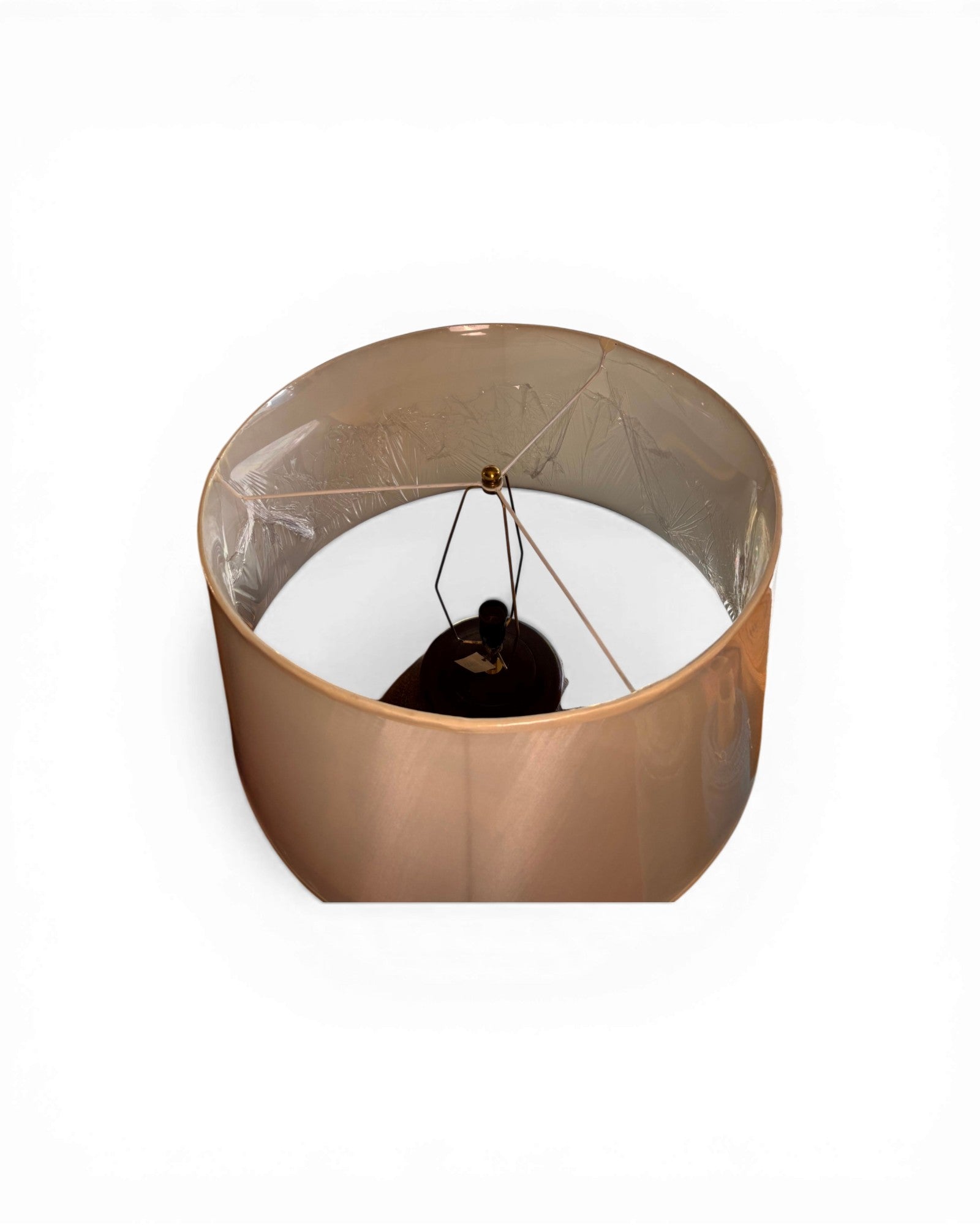 Dark Cocoa Carved Ceramic Table Lamp with Gloss Linen Shade - Surround Living - 10