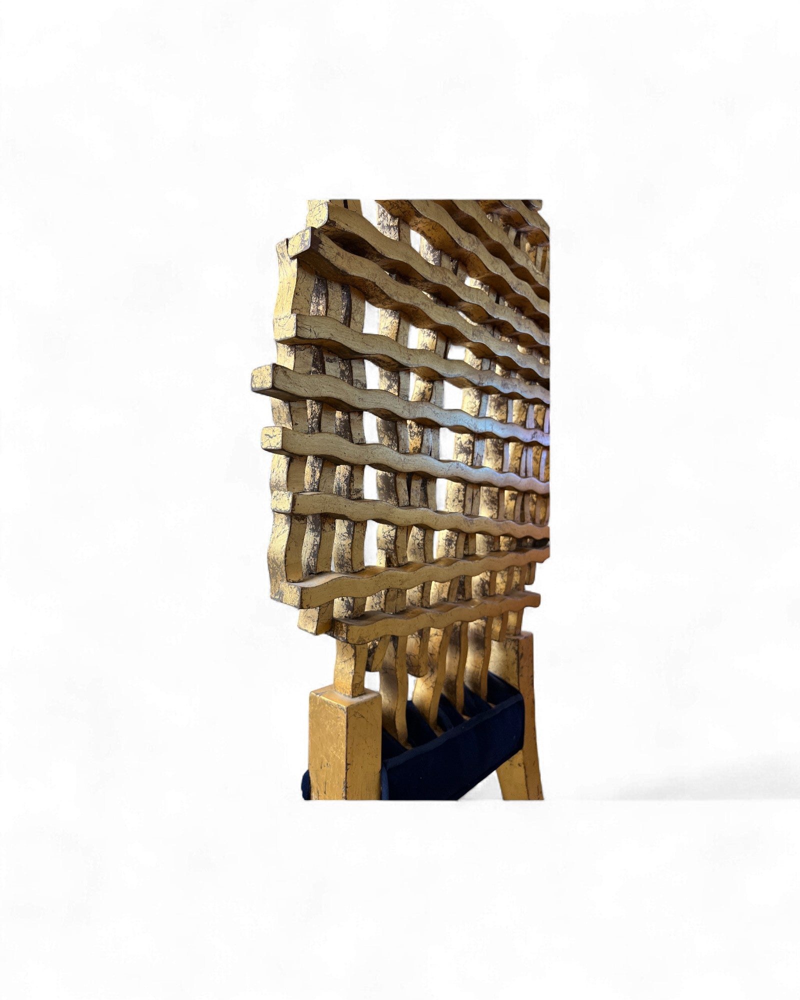 Golden Web Back Art Deco Blue Velvet Bench Surround Living