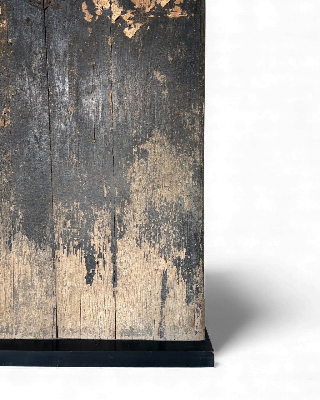 Black Painted Elm Door with Traces of Red Paper Appliqué - Surround Living - 12