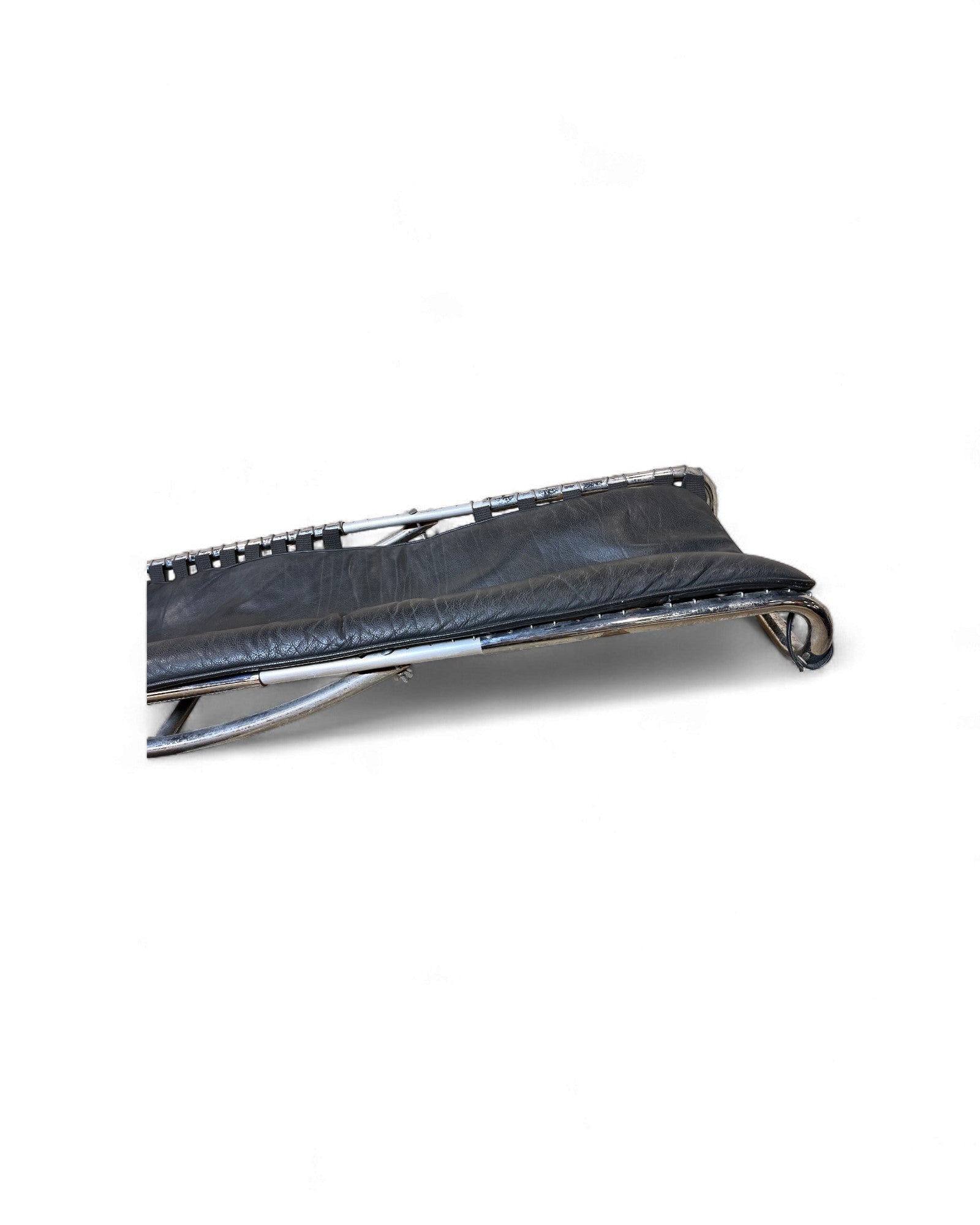 Vintage Mid-Century Modern Leather & Chrome Rocking Chaise Lounge Surround Living