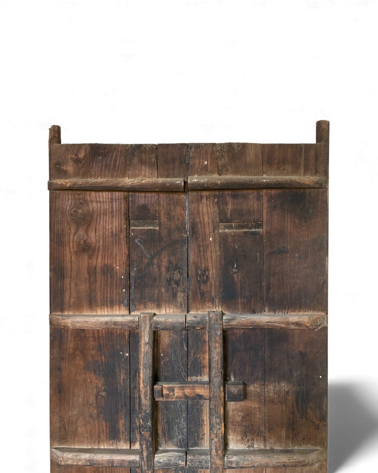 Black Painted Elm Door with Traces of Red Paper Appliqué - Surround Living - 18