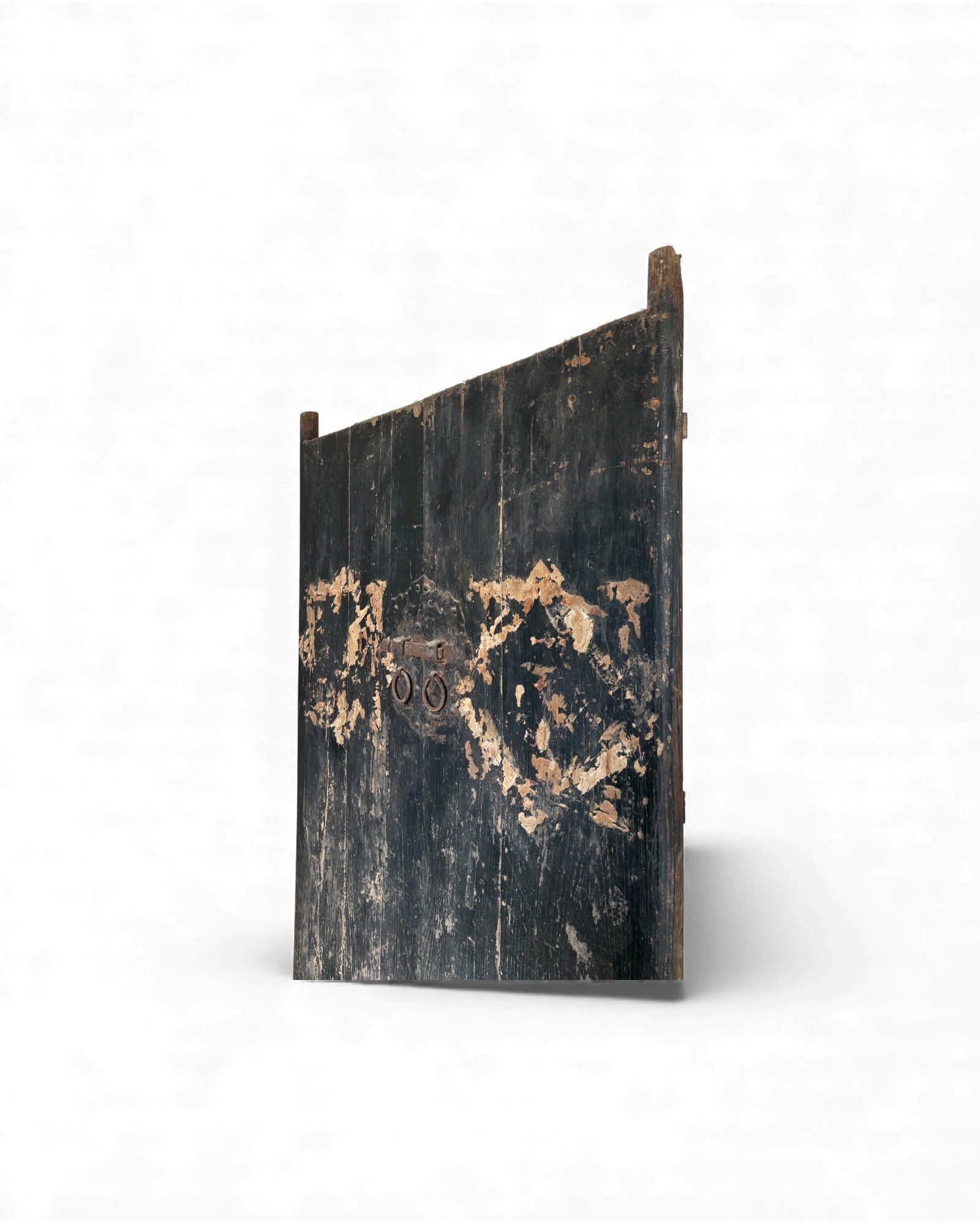 Black Painted Elm Door with Traces of Red Paper Appliqué - Surround Living - 26