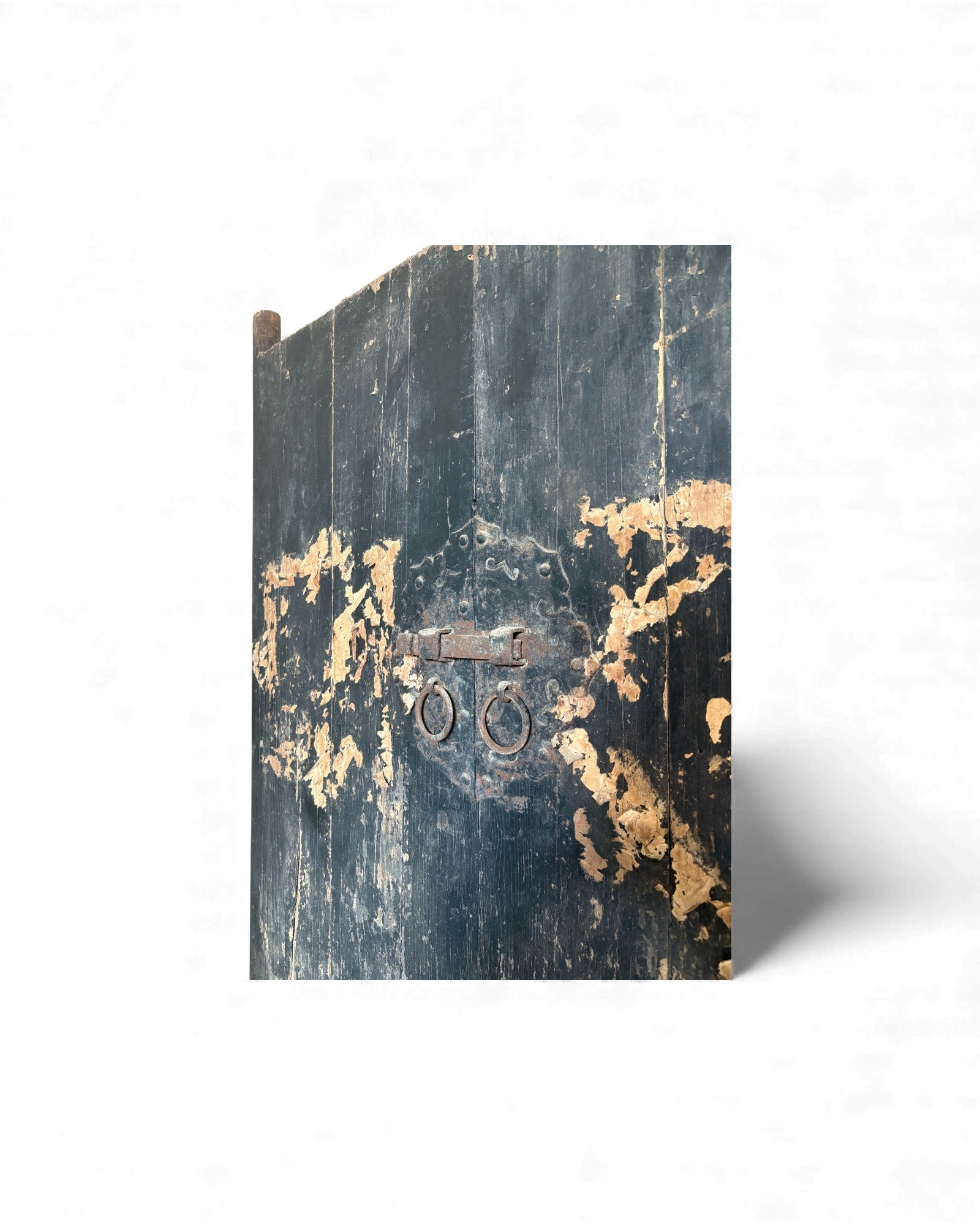 Black Painted Elm Door with Traces of Red Paper Appliqué - Surround Living - 27