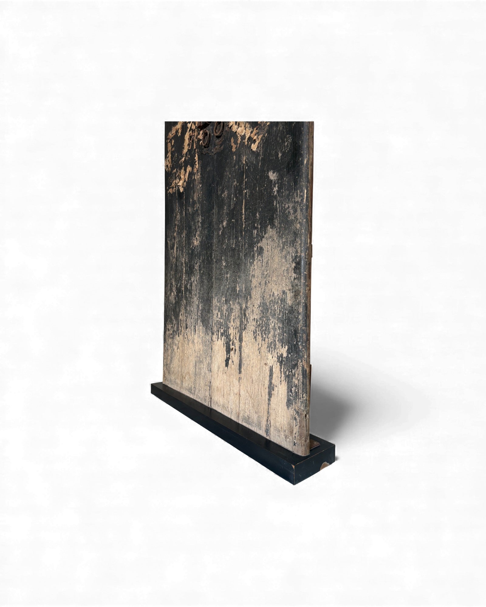 Black Painted Elm Door with Traces of Red Paper Appliqué - Surround Living - 29