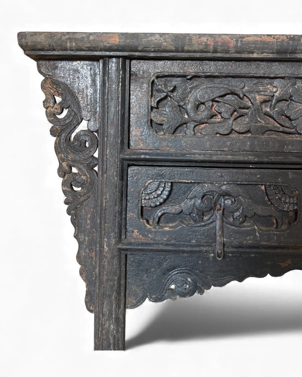 Black Lacquer Carved Elm Coffer - Surround Living - 21