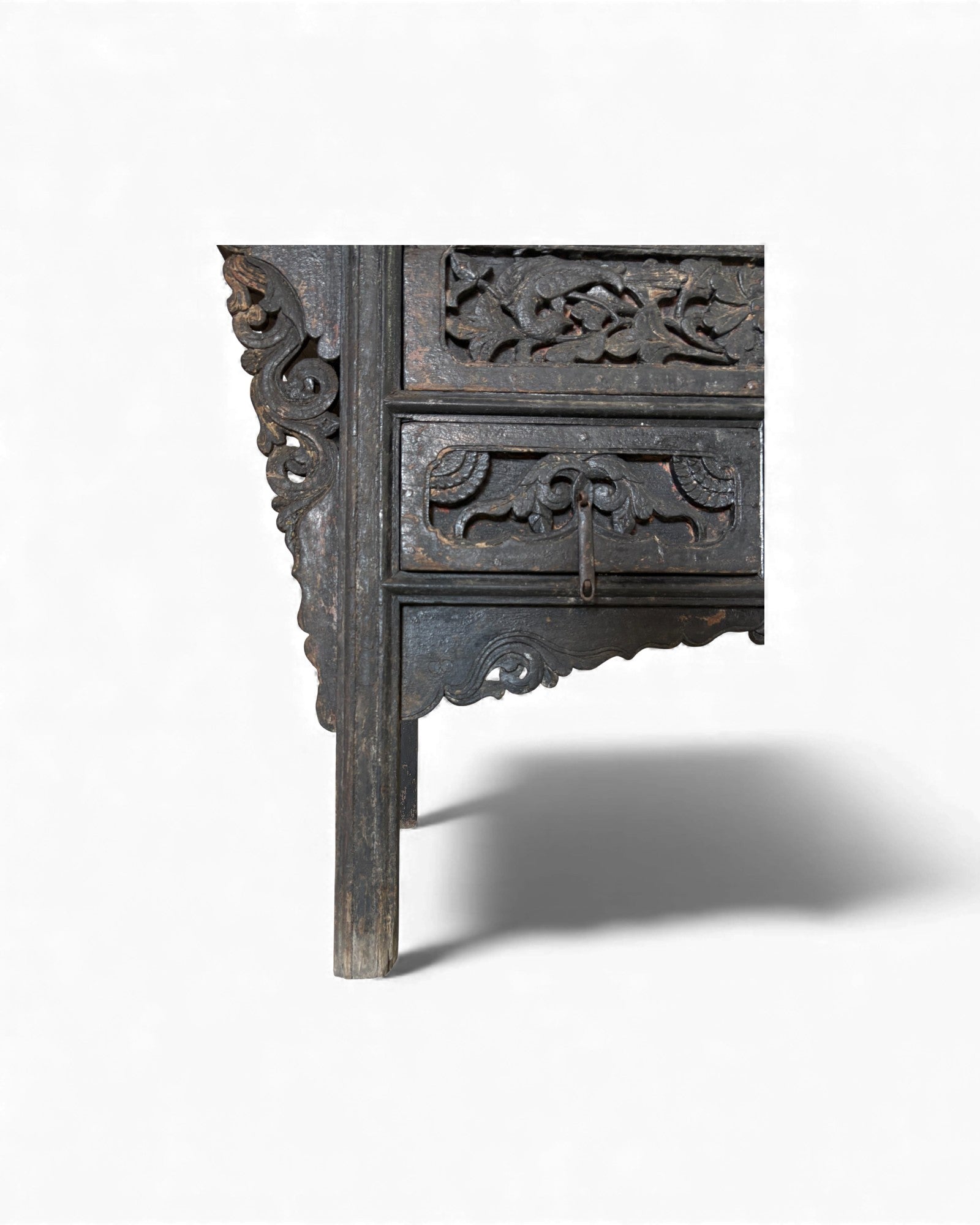 Black Lacquer Carved Elm Coffer - Surround Living - 28