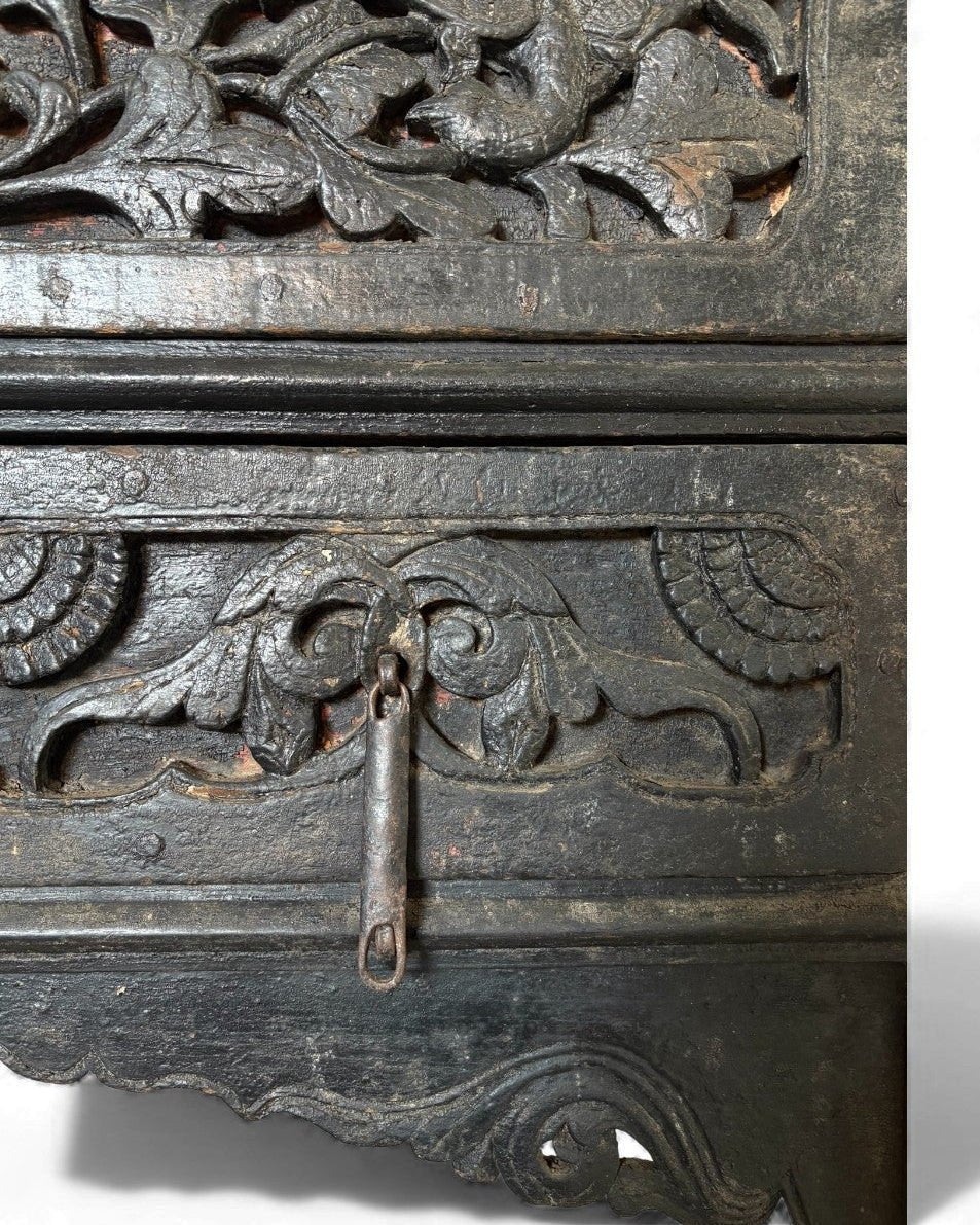 Black Lacquer Carved Elm Coffer - Surround Living - 15