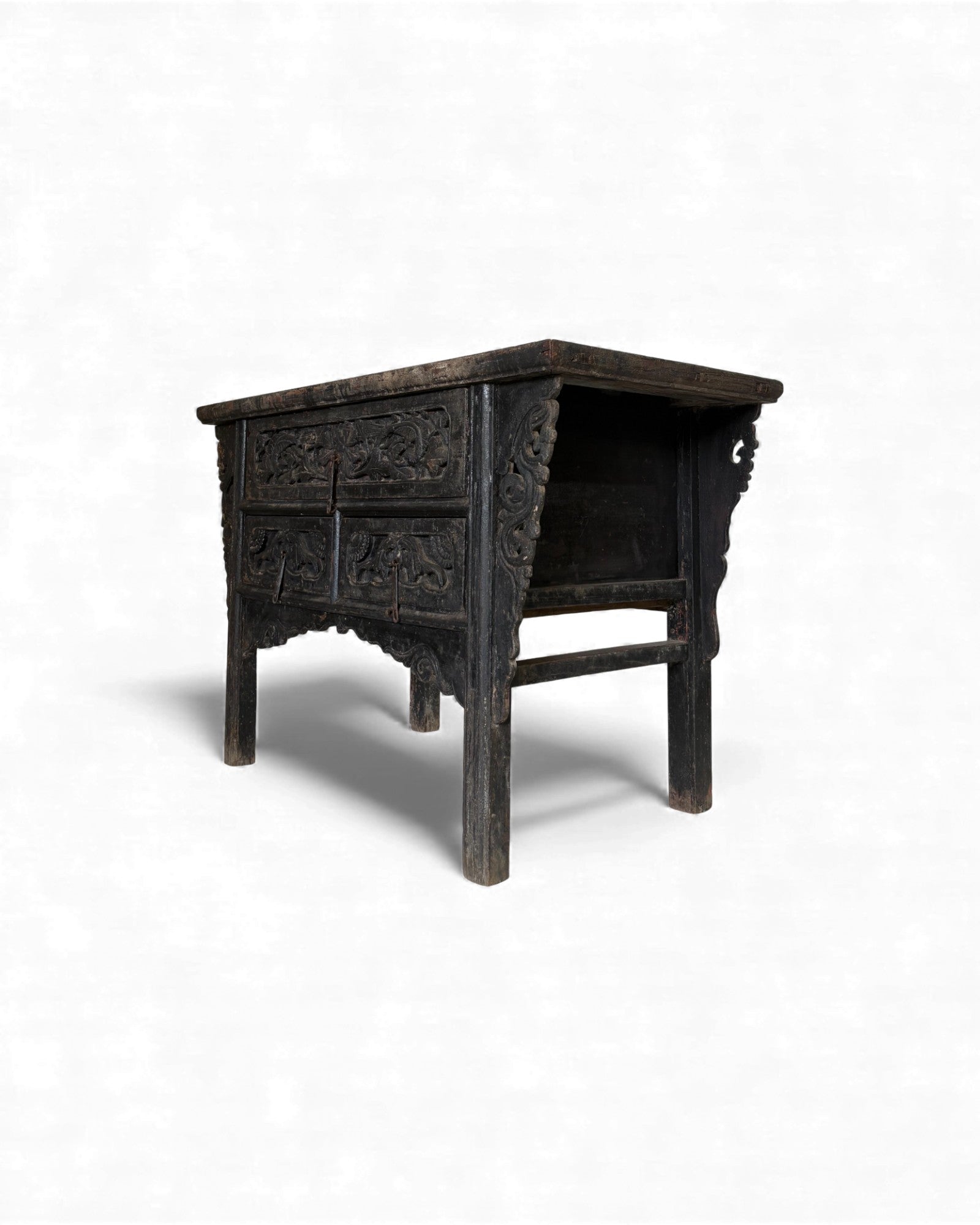 Black Lacquer Carved Elm Coffer - Surround Living - 4