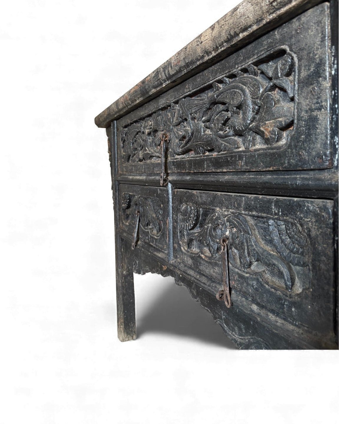Black Lacquer Carved Elm Coffer - Surround Living - 5
