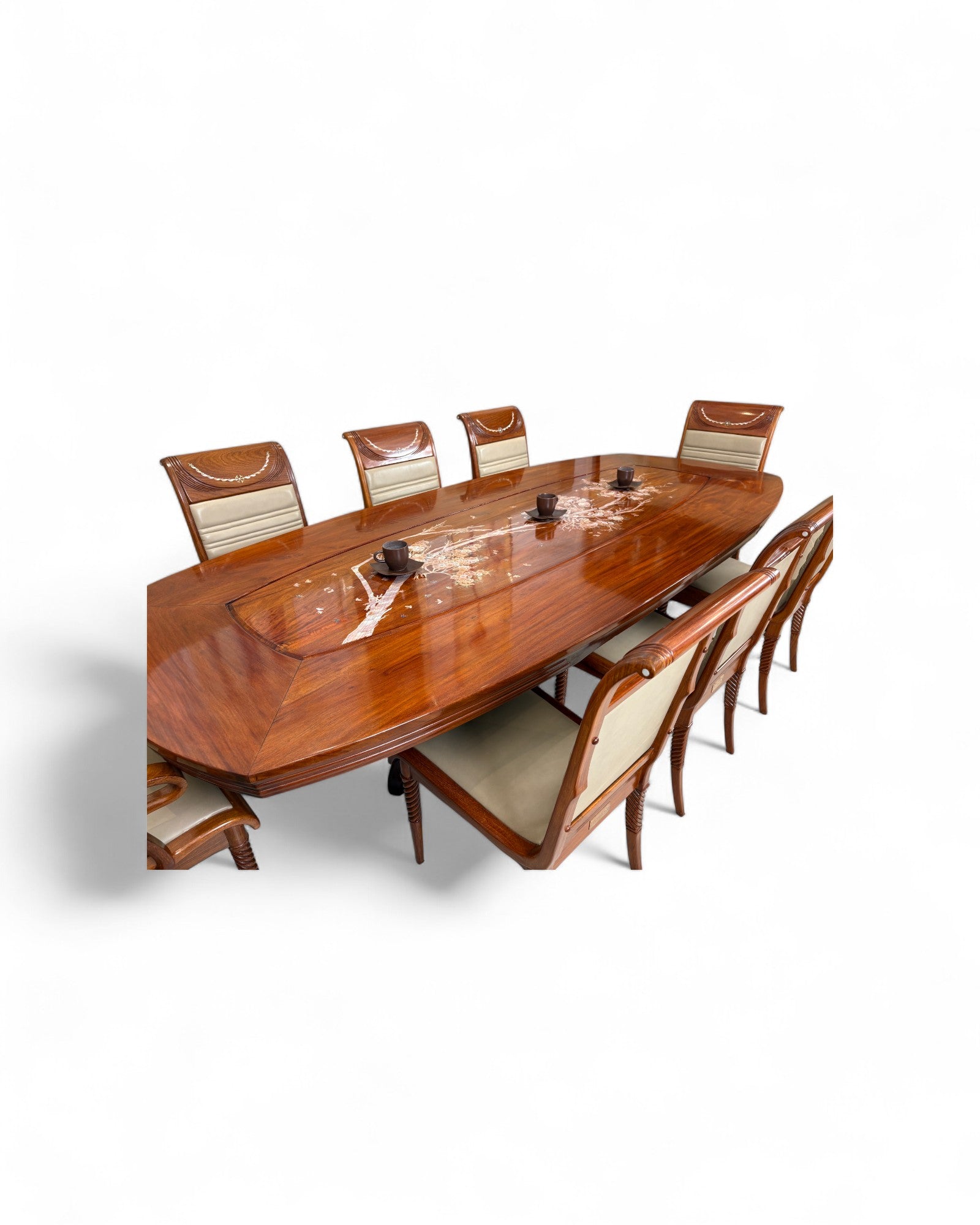 Chinese Rosewood Dining Table with Wild Pearl Inlay - Reproduction