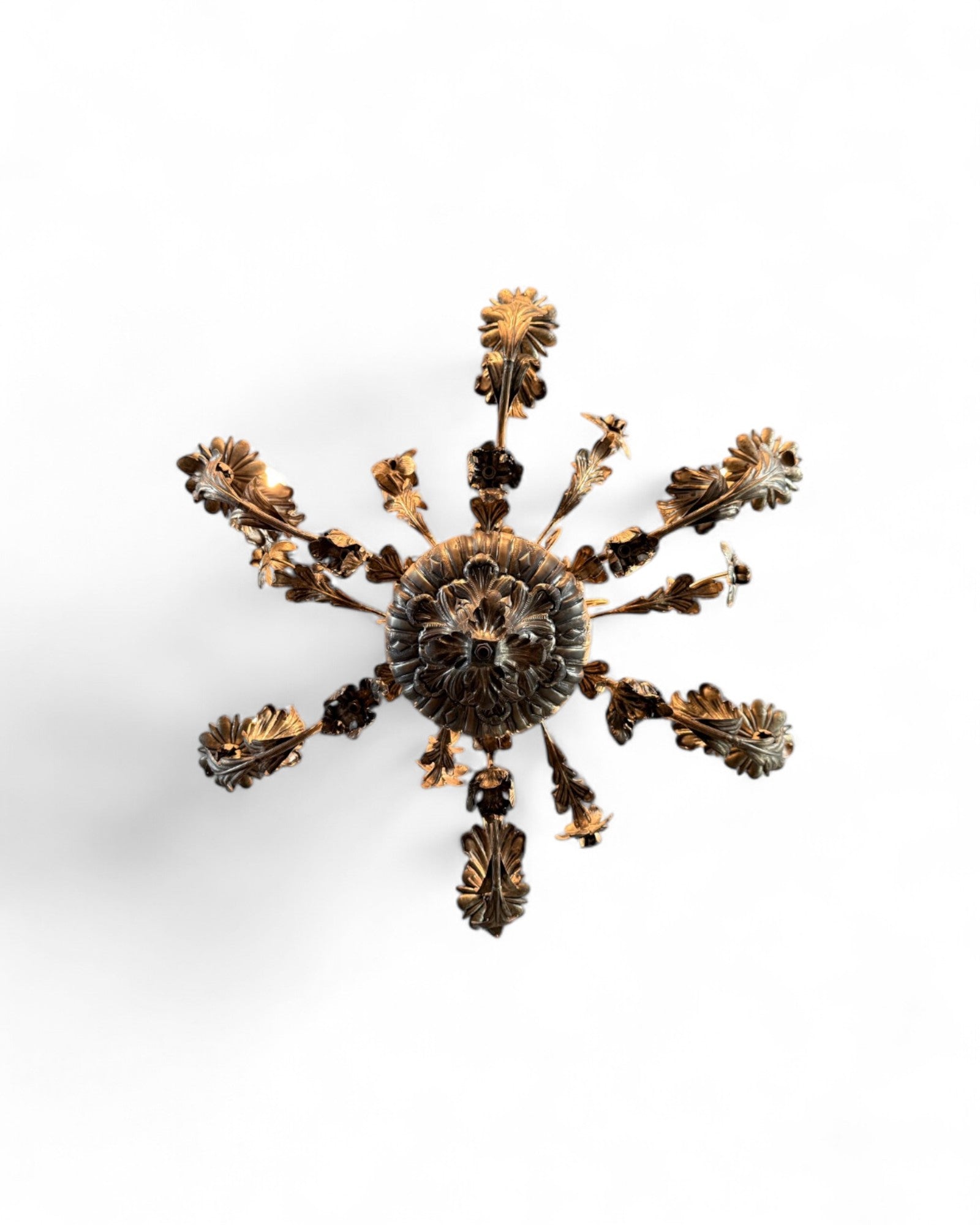 Italian Toleware Silver Color Repousse Chandelier