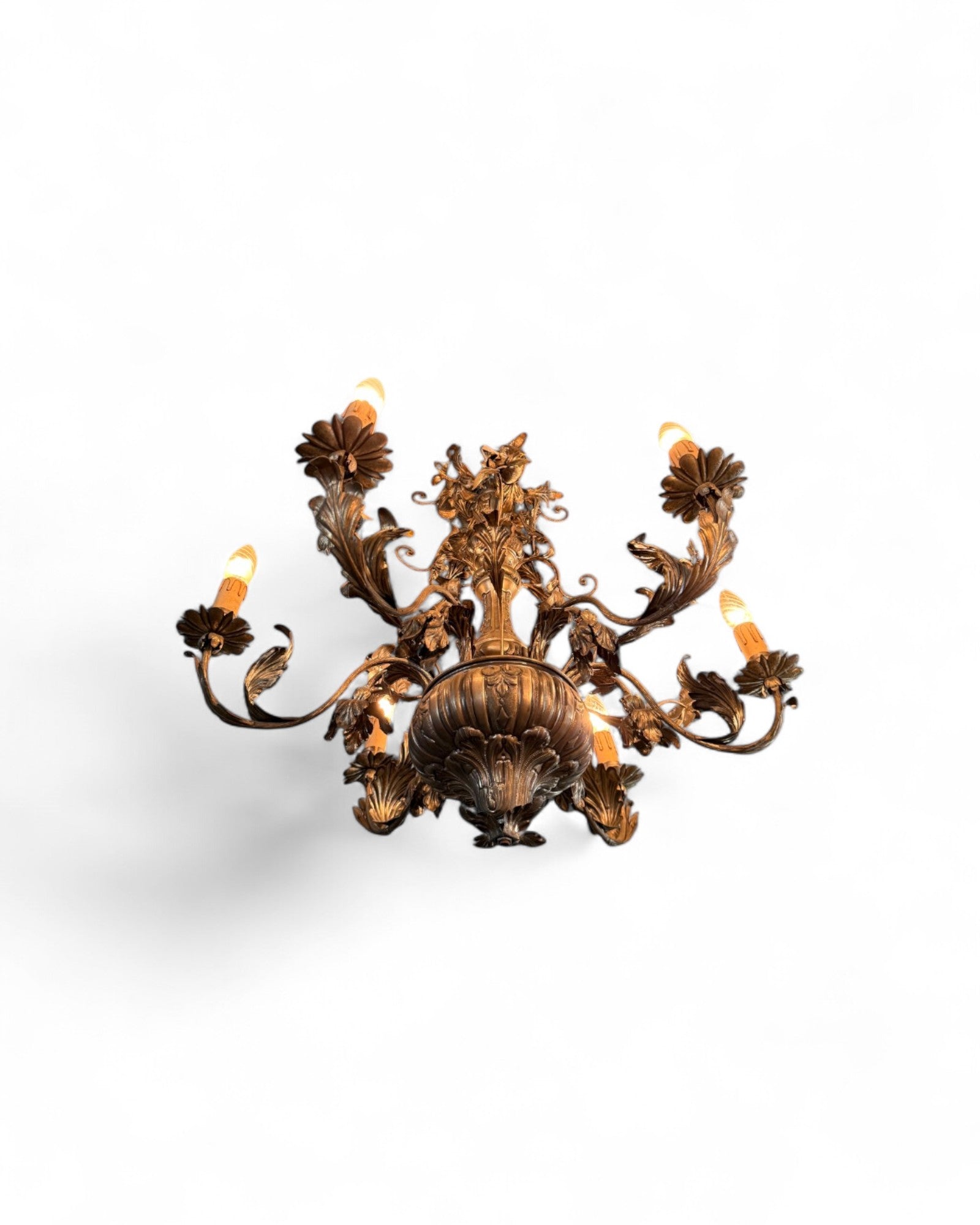 Italian Toleware Silver Color Repousse Chandelier