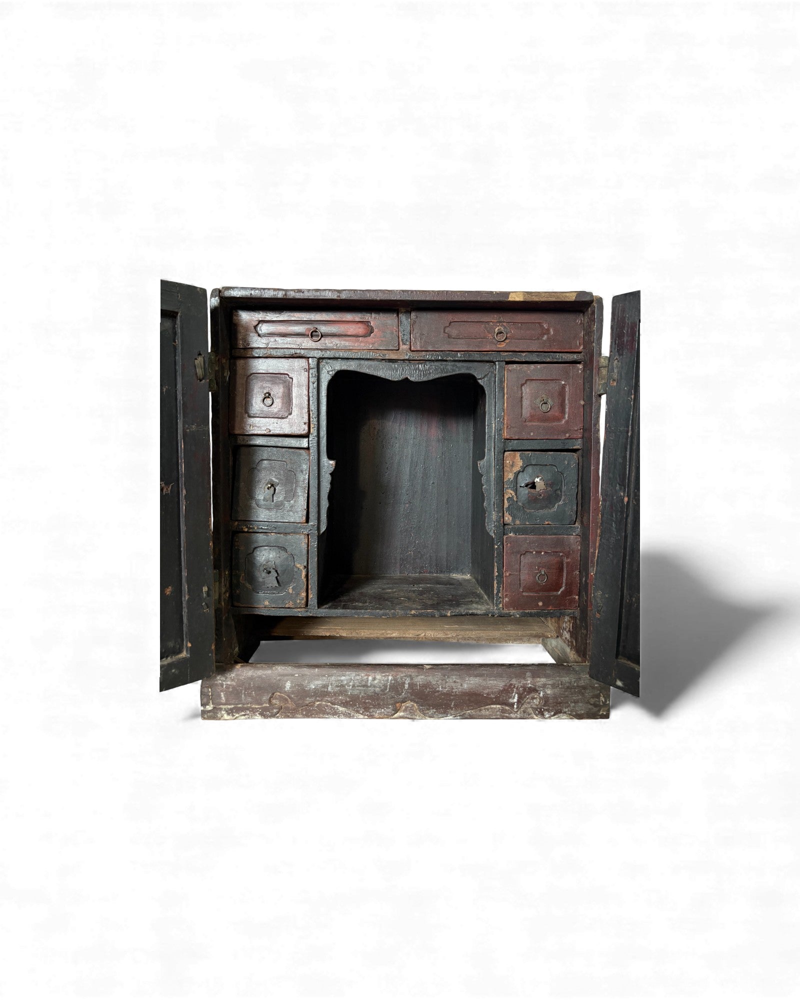 Red Lacquer Portable Buddhist Shrine Cabinet - Surround Living - 10