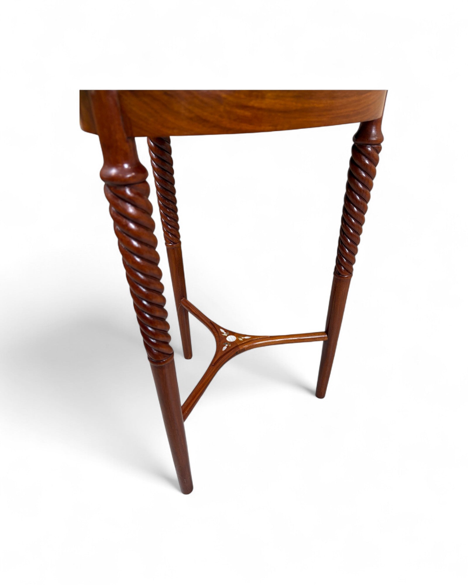 Chinese Triangular Rosewood Side Table with Wild Pearl Inlay - Reproduction