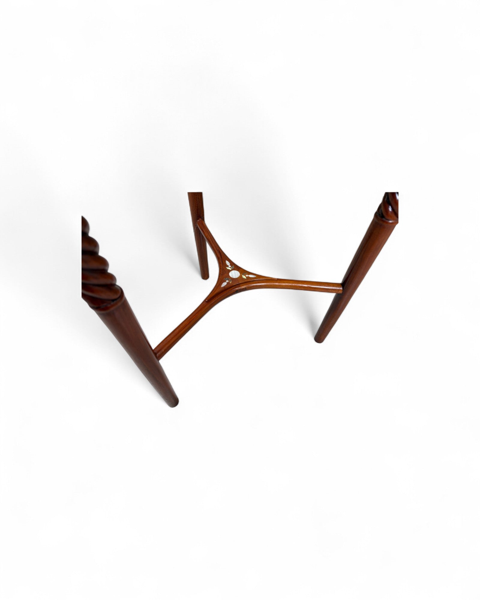 Chinese Triangular Rosewood Side Table with Wild Pearl Inlay - Reproduction