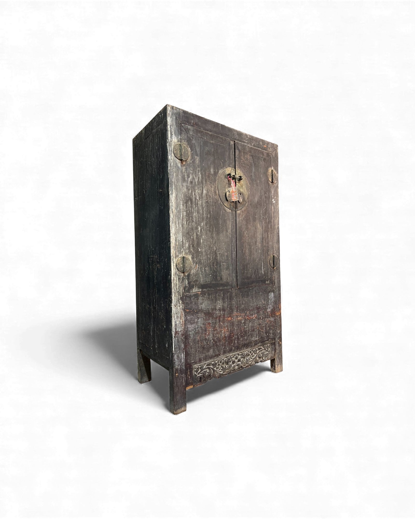 Chinese Distressed Black Floral Base Chinese Cabinet - Surround Living - 3