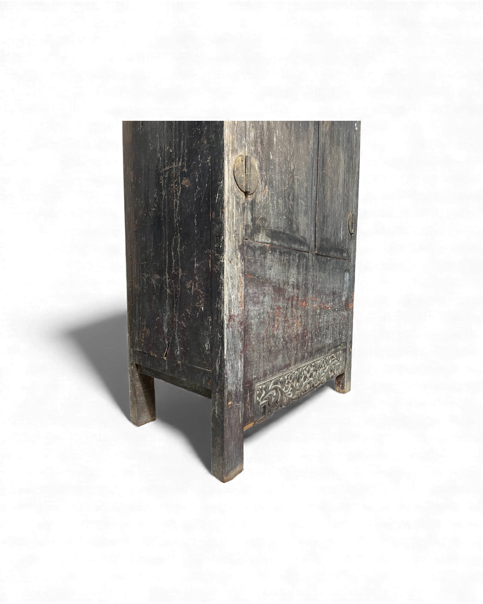 Chinese Distressed Black Floral Base Chinese Cabinet - Surround Living - 8