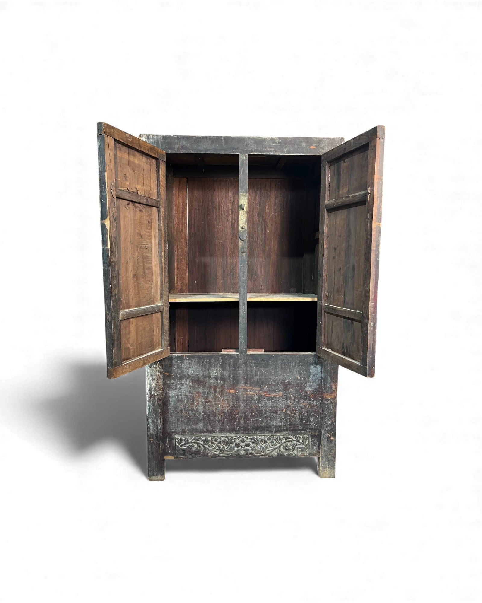 Chinese Distressed Black Floral Base Chinese Cabinet - Surround Living - 2