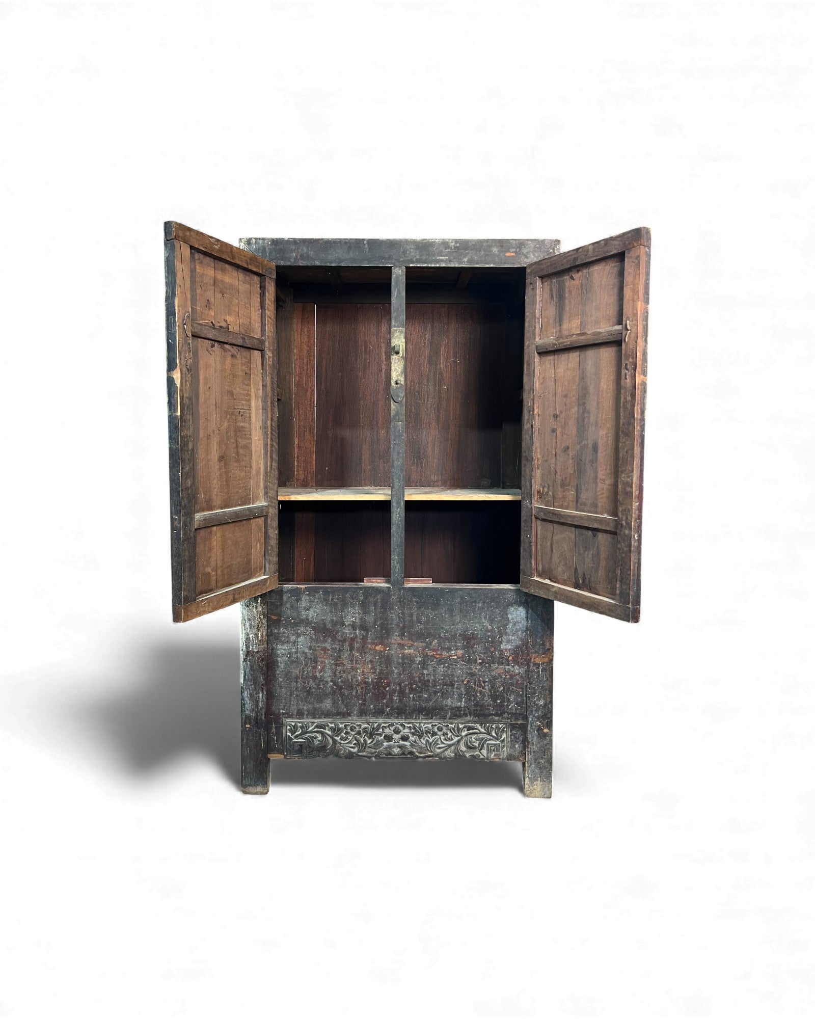 Chinese Distressed Black Floral Base Chinese Cabinet - Surround Living - 16