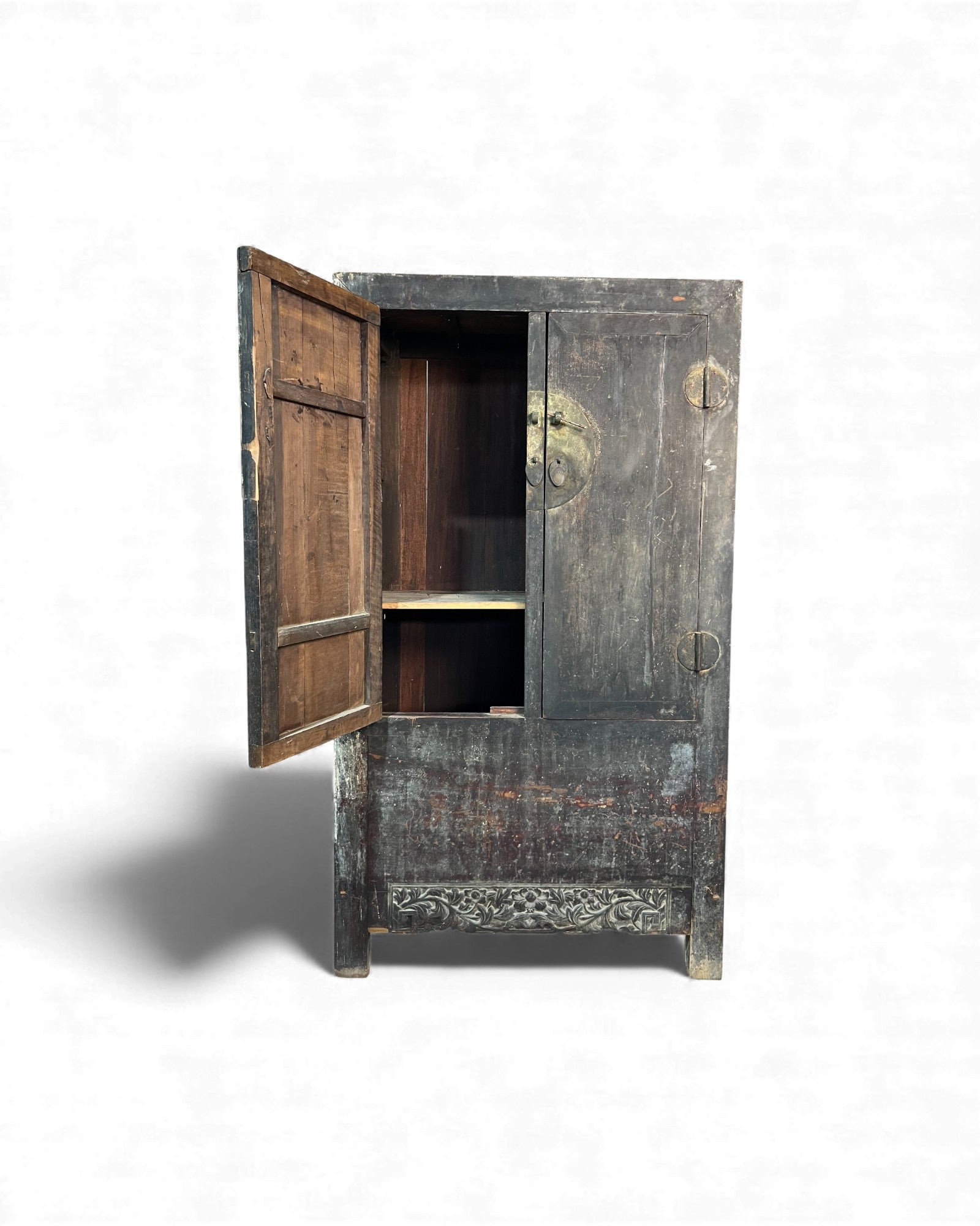 Chinese Distressed Black Floral Base Chinese Cabinet - Surround Living - 17