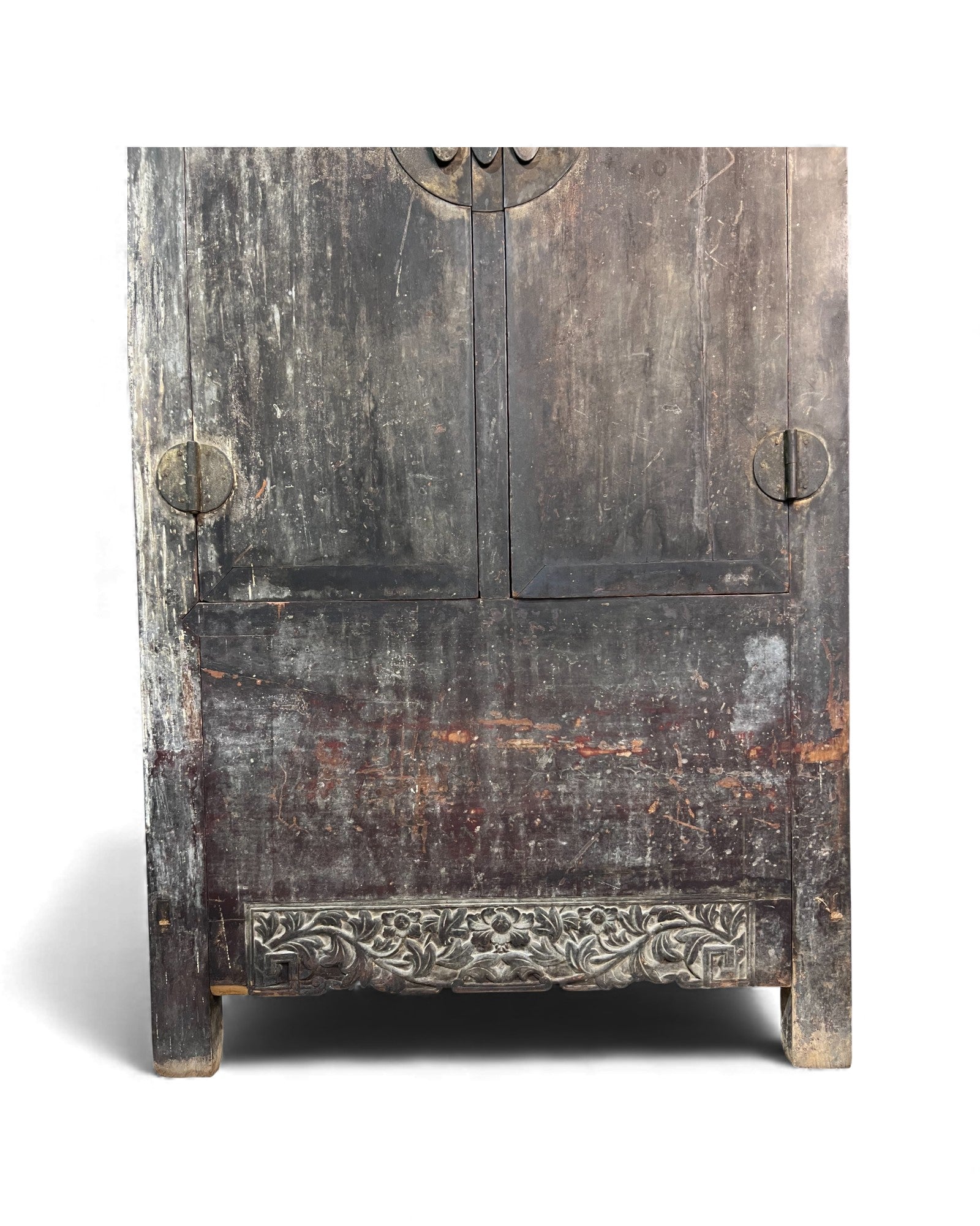 Chinese Distressed Black Floral Base Chinese Cabinet - Surround Living - 20