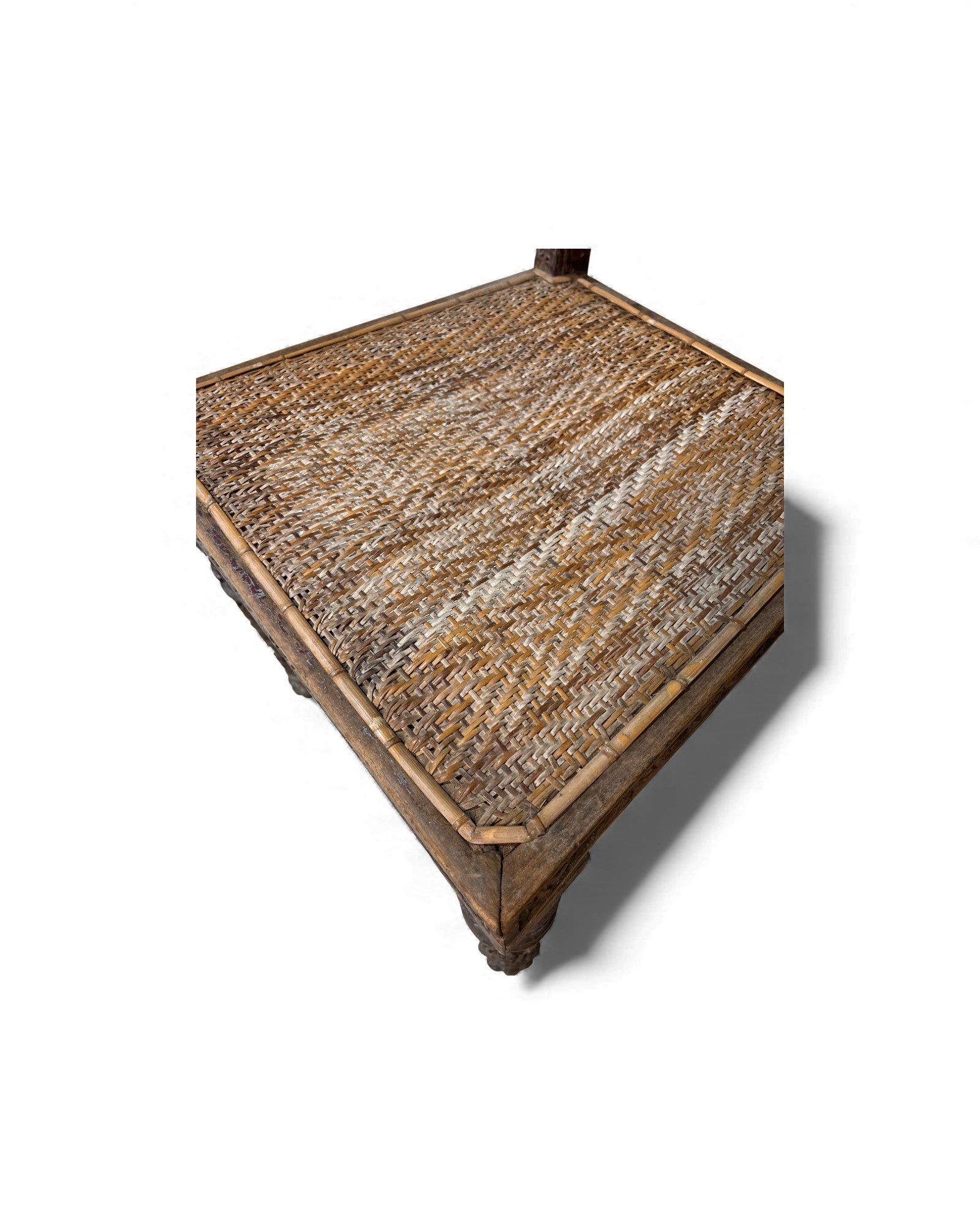 Burmese Lacquered Teak Carved Indian - Style Rattan Chair - Surround Living - 24