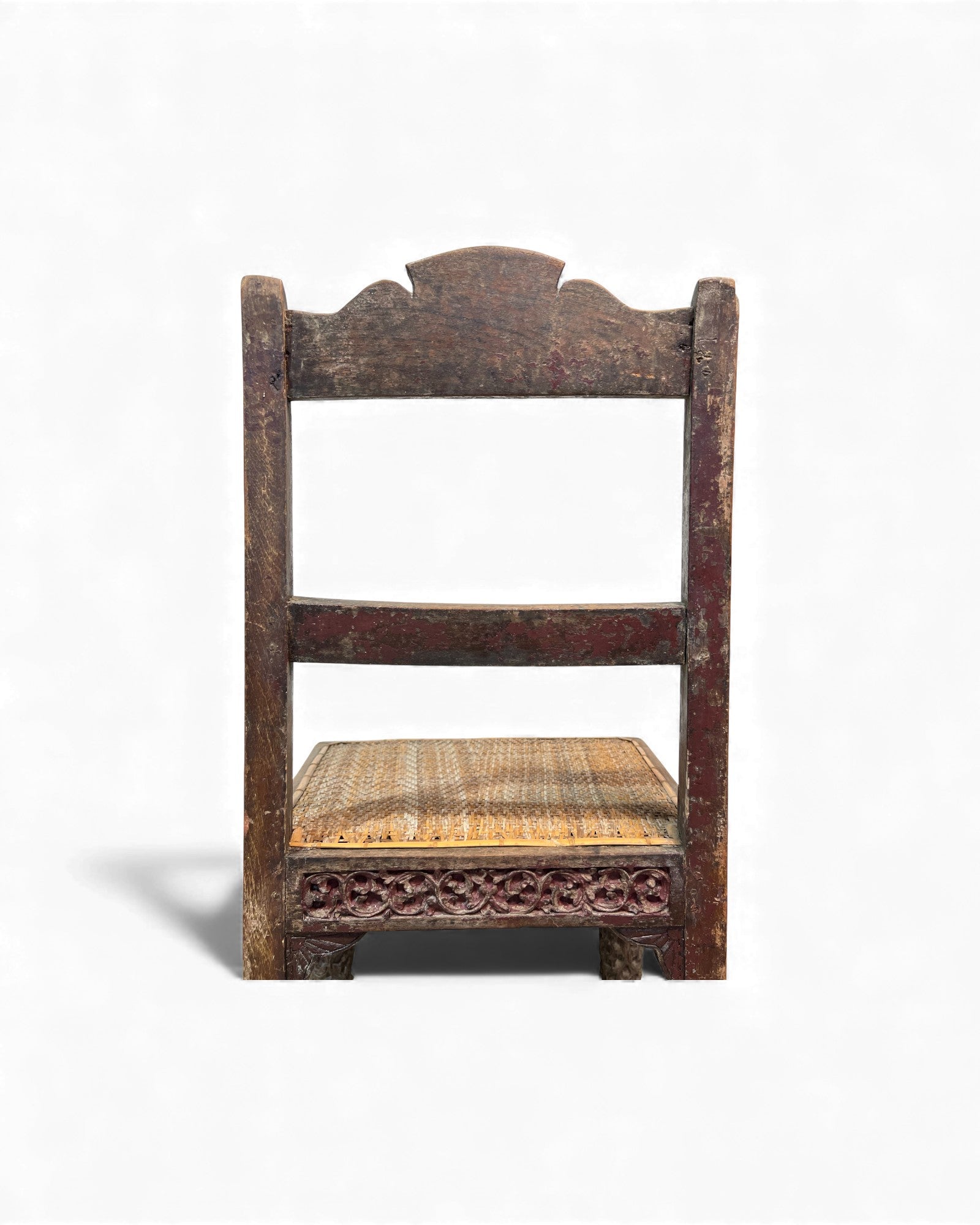 Burmese Lacquered Teak Carved Indian - Style Rattan Chair - Surround Living - 26