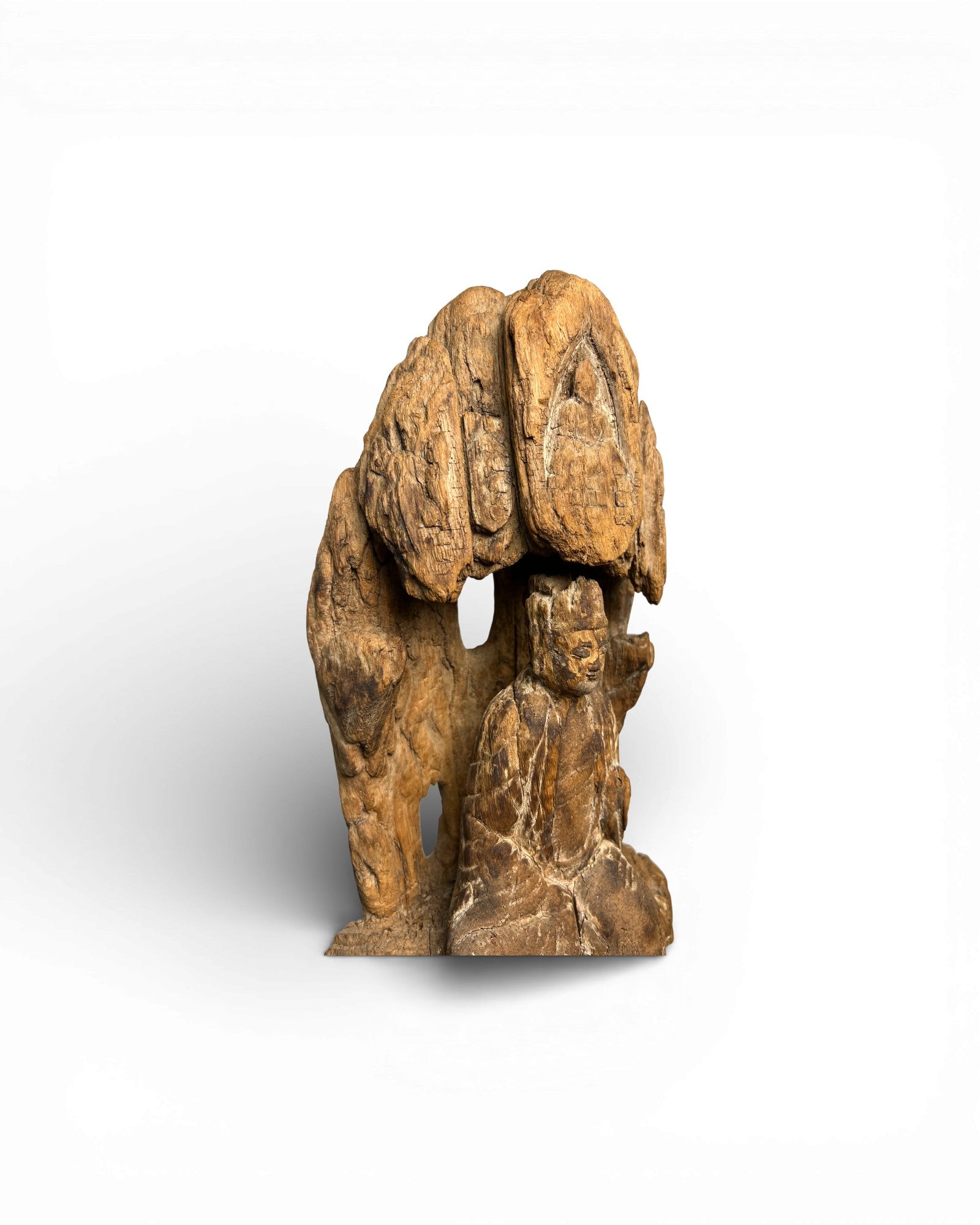 Chinese Carved Wooden Guanyin with Mandorla - Surround Living - 12