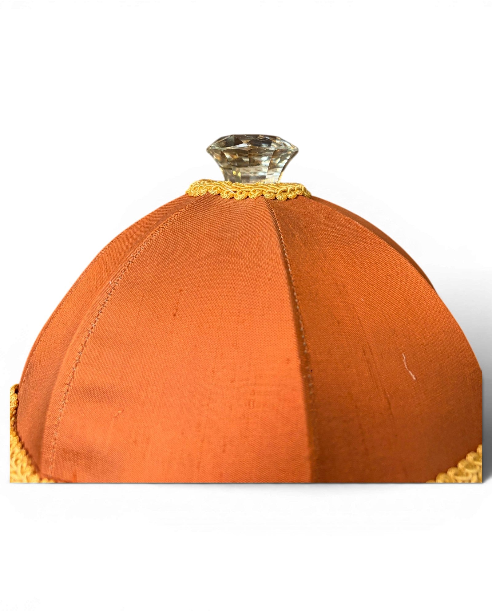 Vintage Floor Lamp with Bell-Shaped Orange Lampshade and Fringe Trim