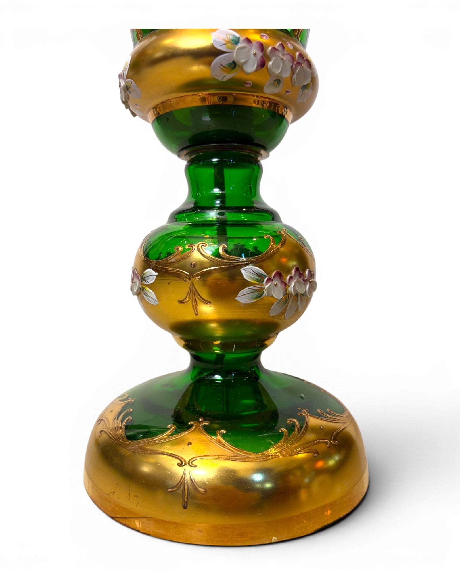 Two-arm Emerald Colored Bohemian Table Lamp