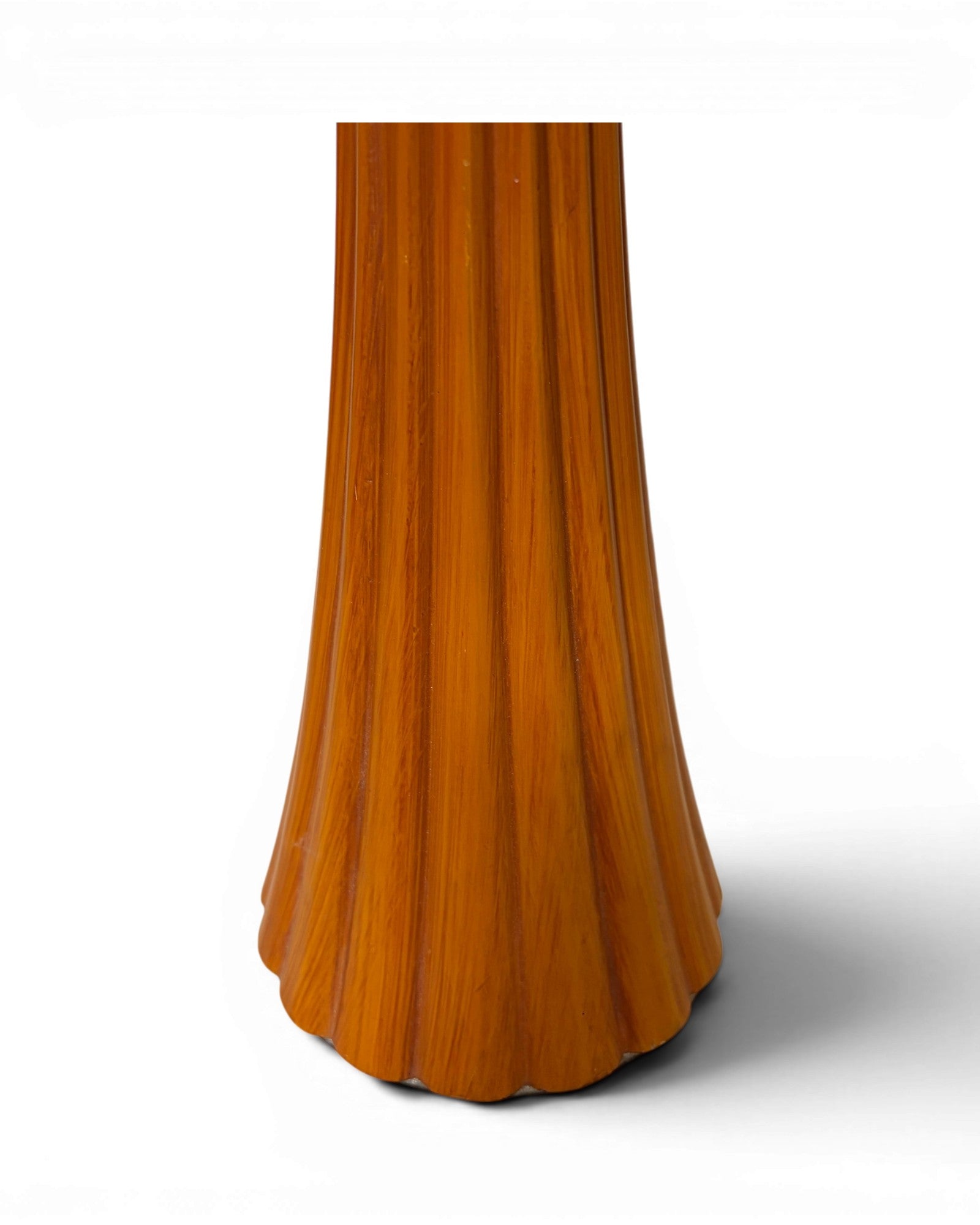 Pleated Blue Mid-Century Wooden Table Lamp