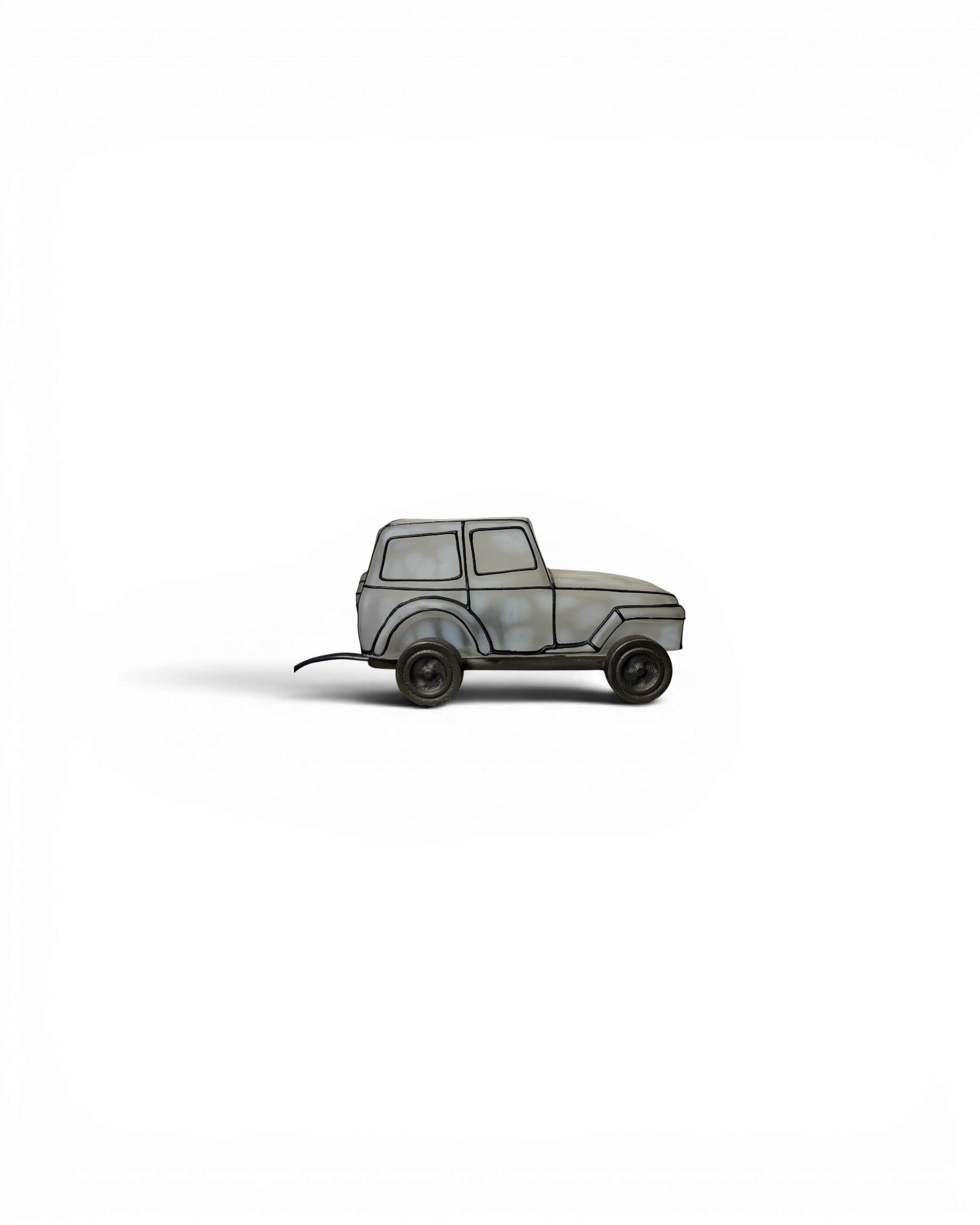 Frosted White Art Glass Classic Automotive Table Lamp