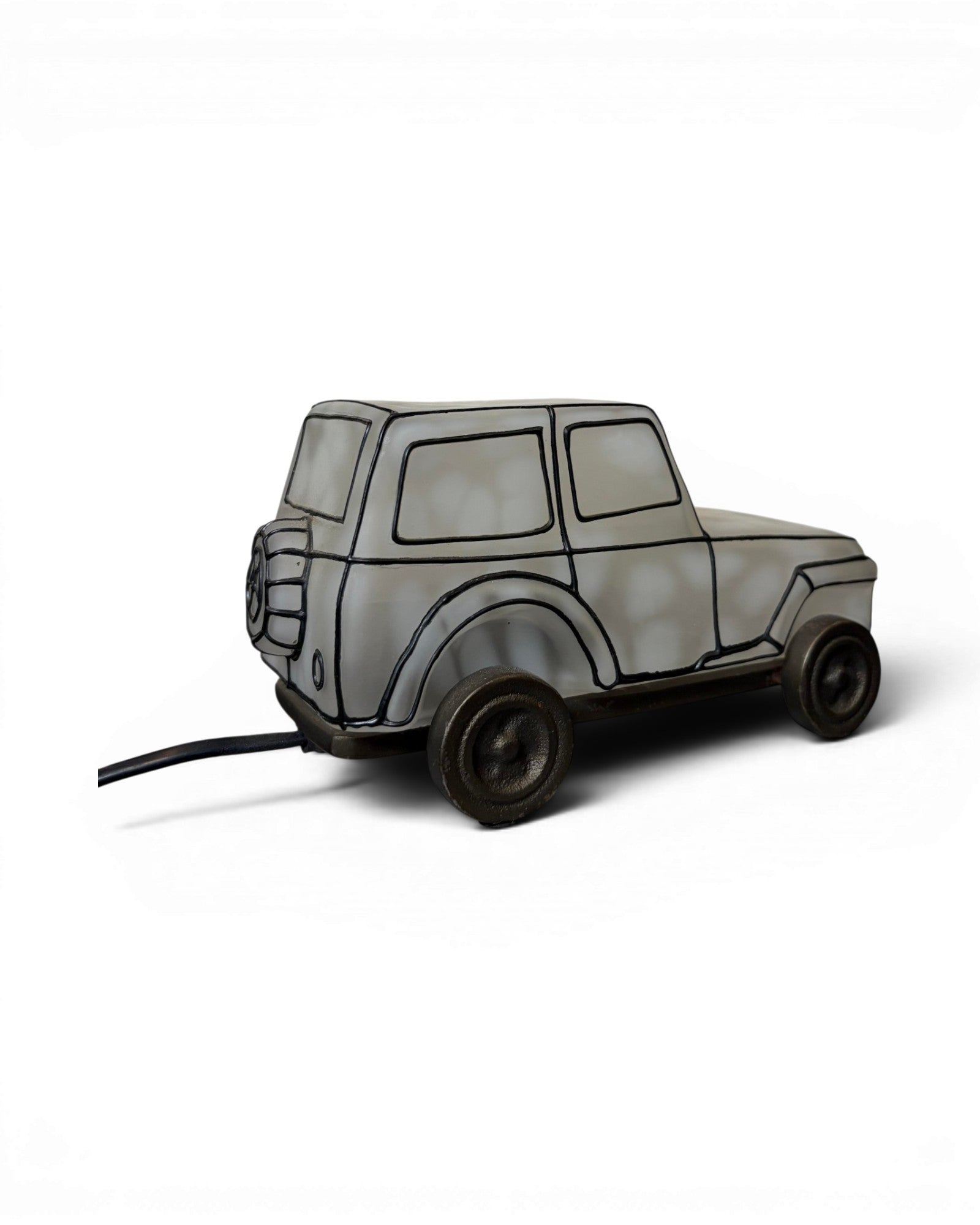 Frosted White Art Glass Classic Automotive Table Lamp