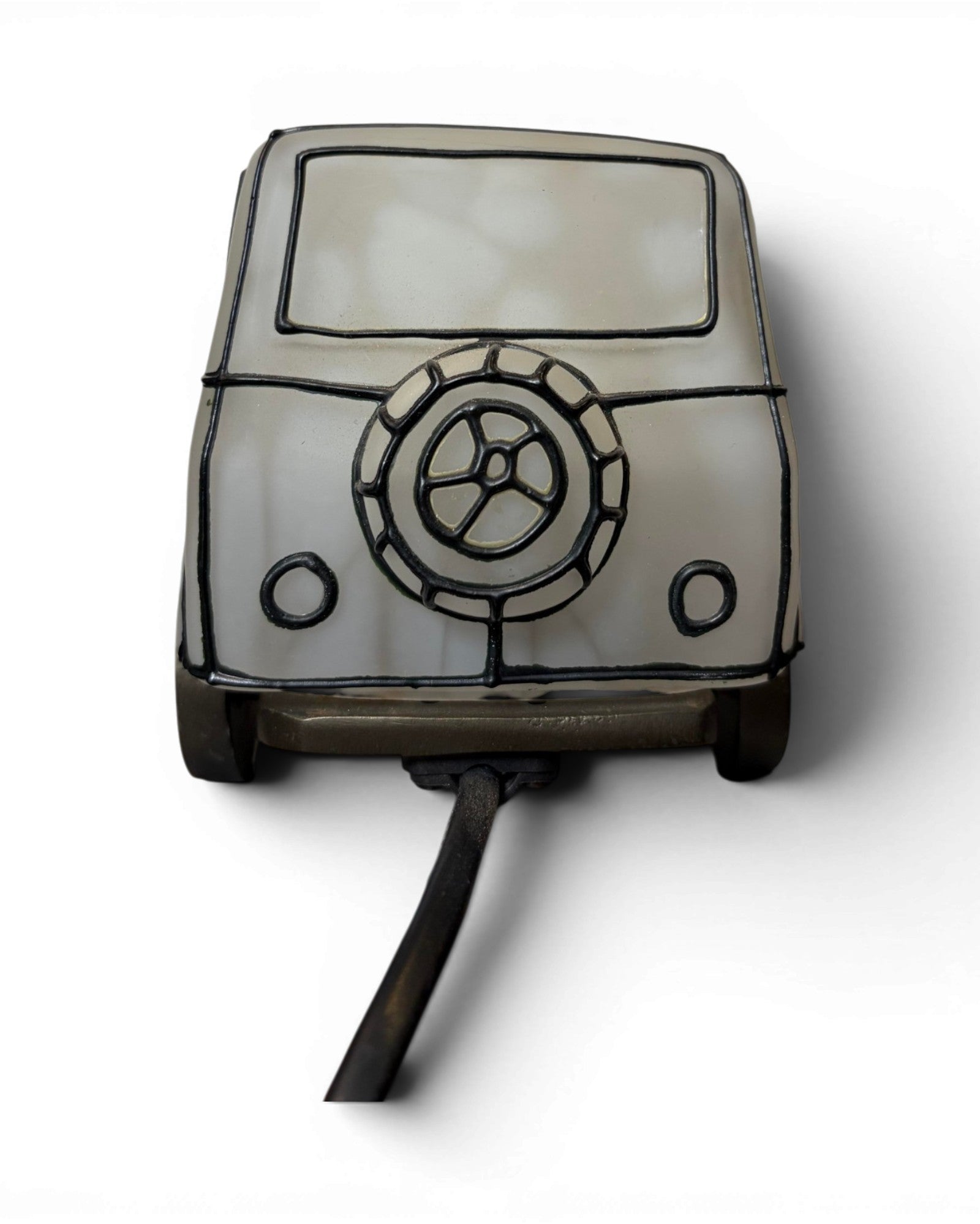 Frosted White Art Glass Classic Automotive Table Lamp