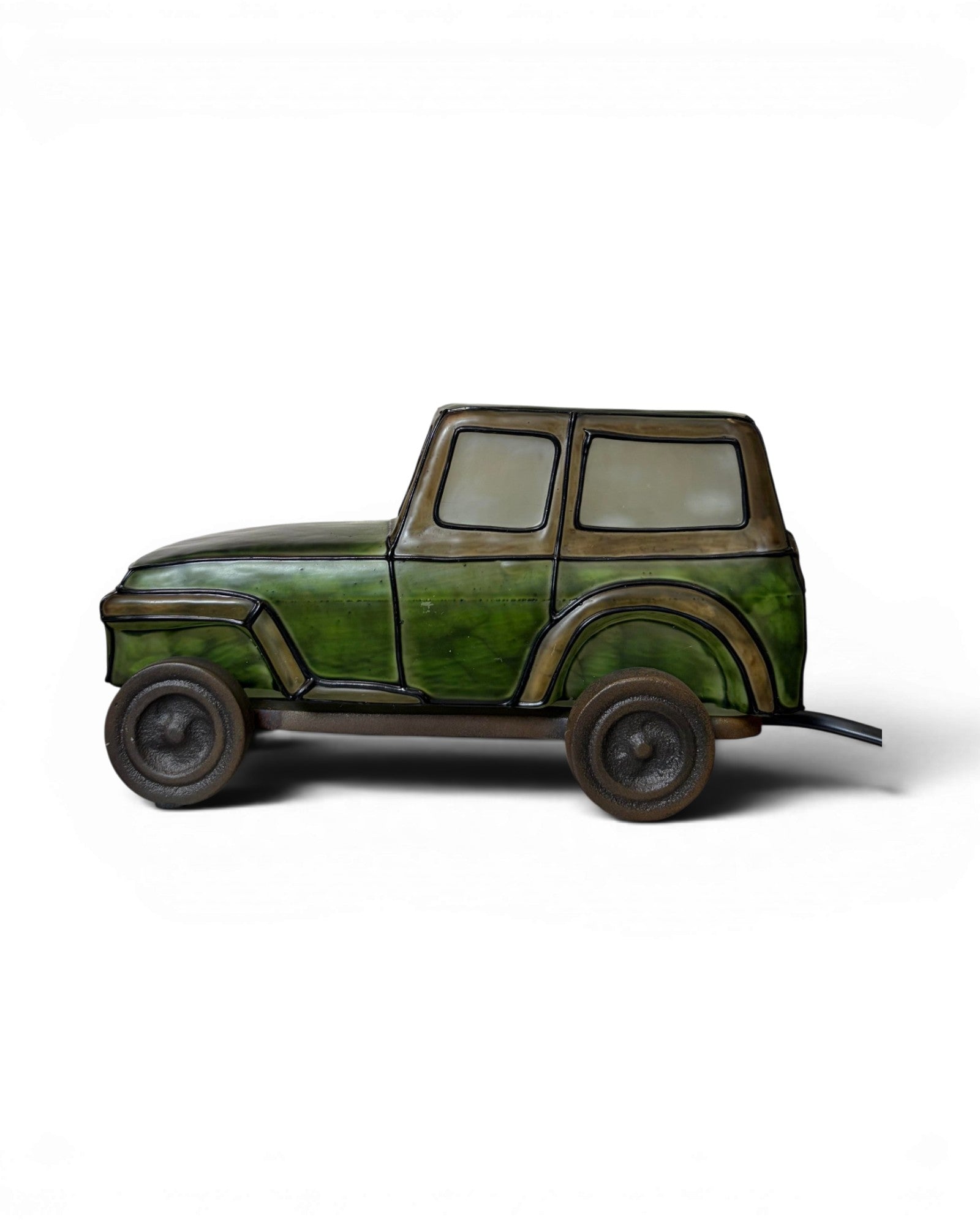Frosted Green Art Glass Classic Automotive Table Lamp