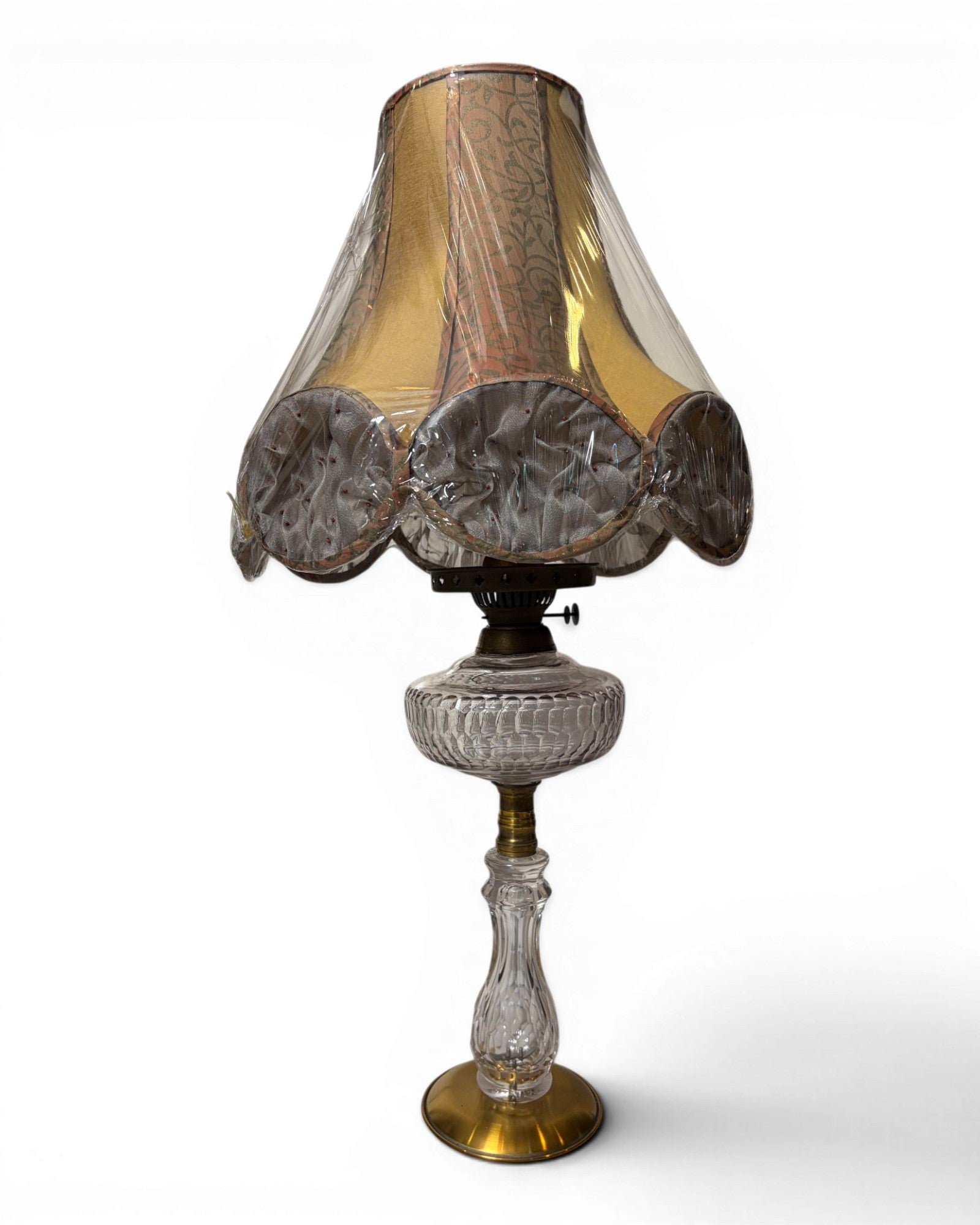 Vintage-Style Electrified Glass Table Lamp with Bell-Shaped Lampshade