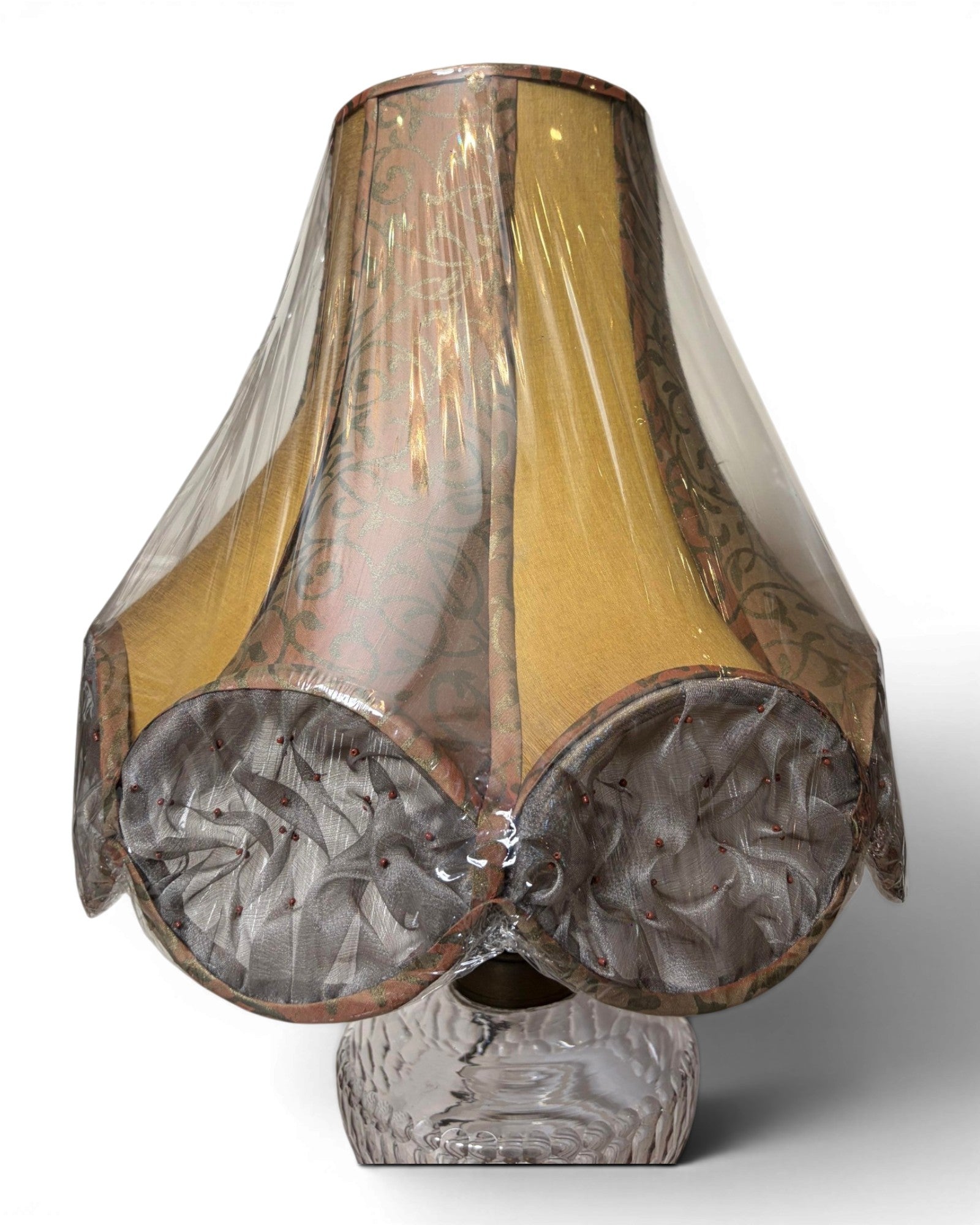 Vintage-Style Electrified Glass Table Lamp with Bell-Shaped Lampshade
